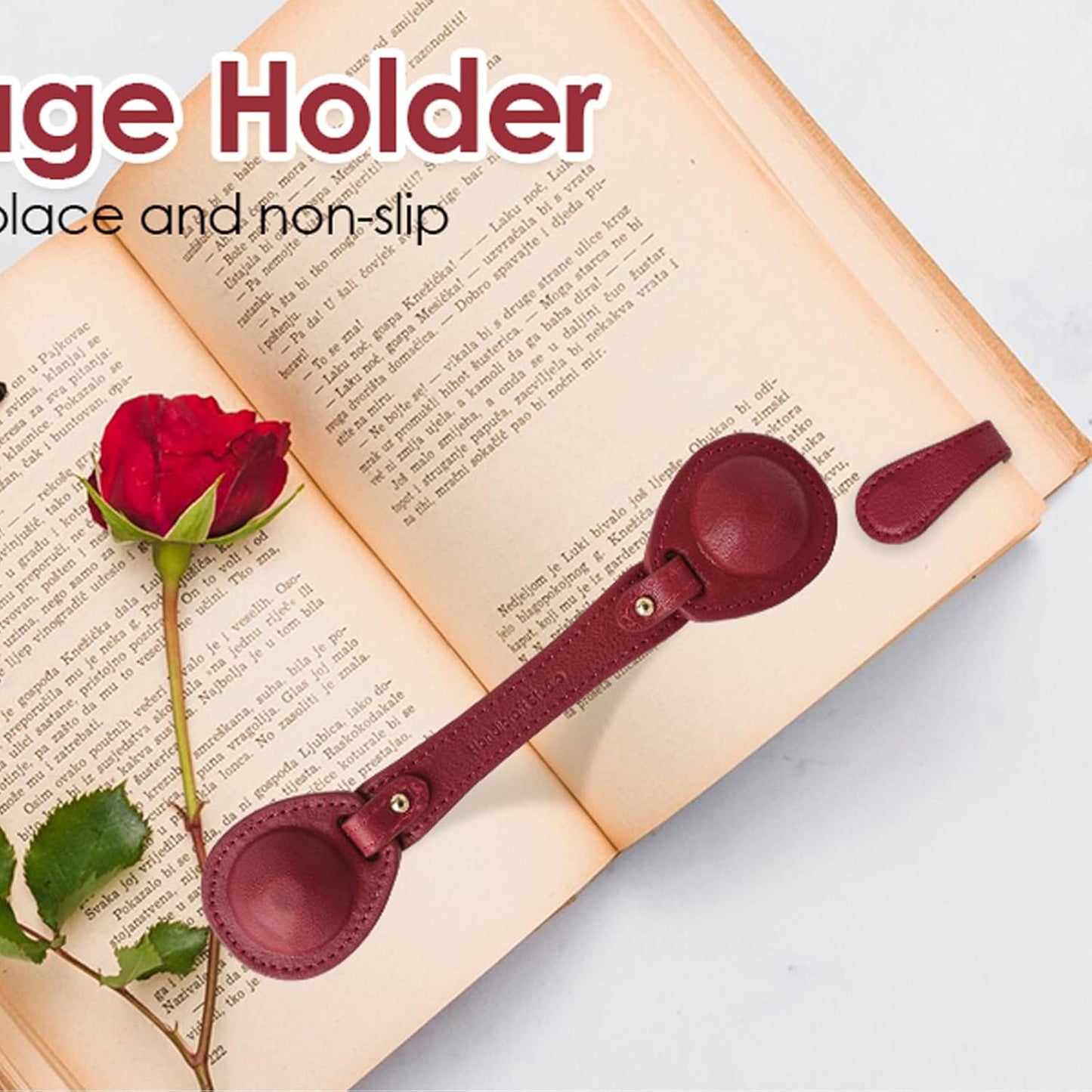 Leather Weighted Bookmarks Page Holder for Women Men, Magnetic Bookmarks for Reading, Book Accessories Gift for Book Lovers Teachers Writers Authors Poets (Wine)