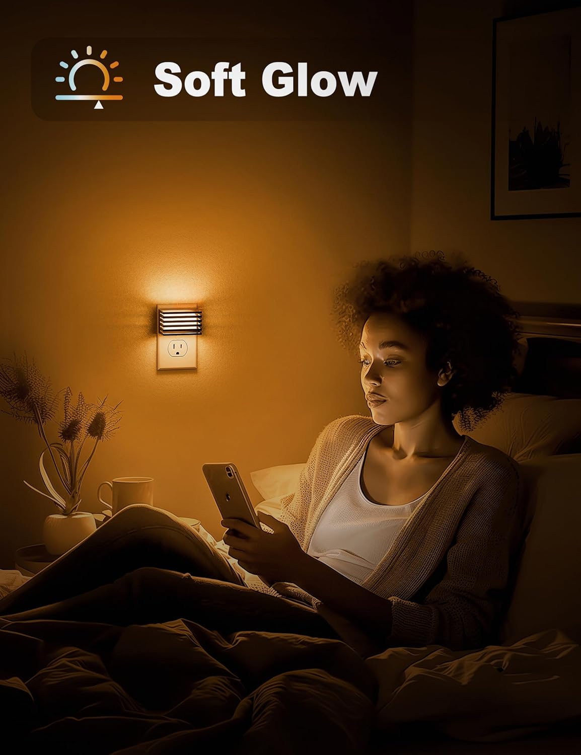 JandCase Amber Night Light, [2 Pack] Night Lights Plug into Wall with Dusk to Dawn Sensor, Dimmable Plug in Night Light, Adjustable Brightness, Amber Nightlight for Bedroom Bathroom Hallway