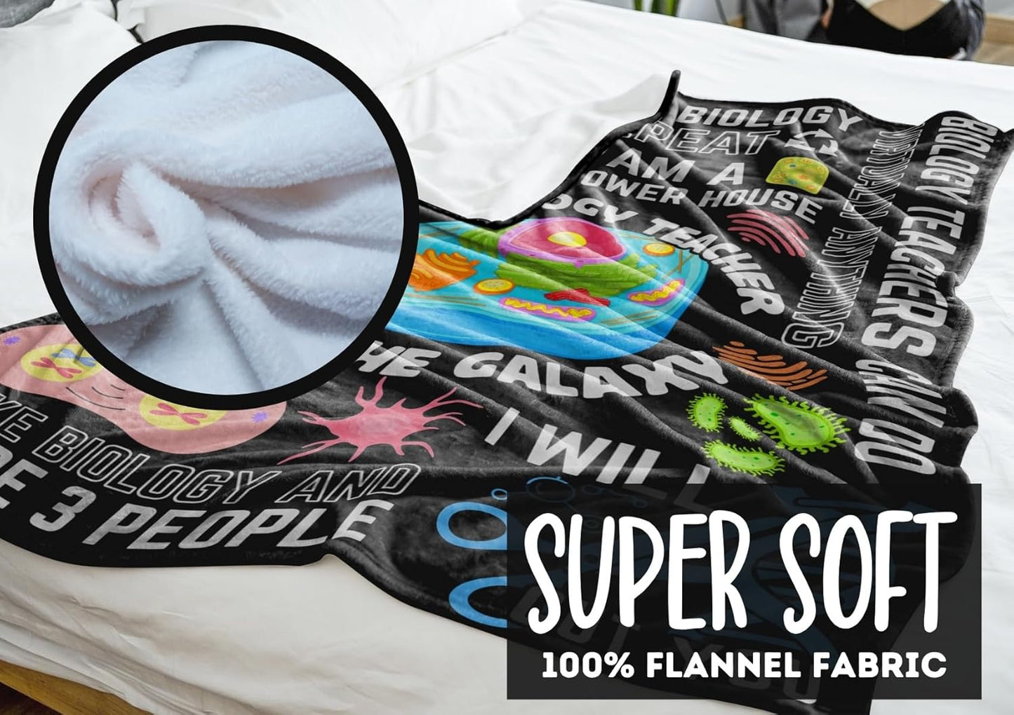 Biology Gifts for Men Women, Biology Teacher Blanket Soft Flannel Blanket, 65 x 50 inches