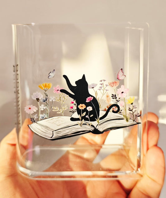 Book Shaped Bookmark Holder, Reading Accessories Gift for Book Lovers, Women, Librarians (cat)