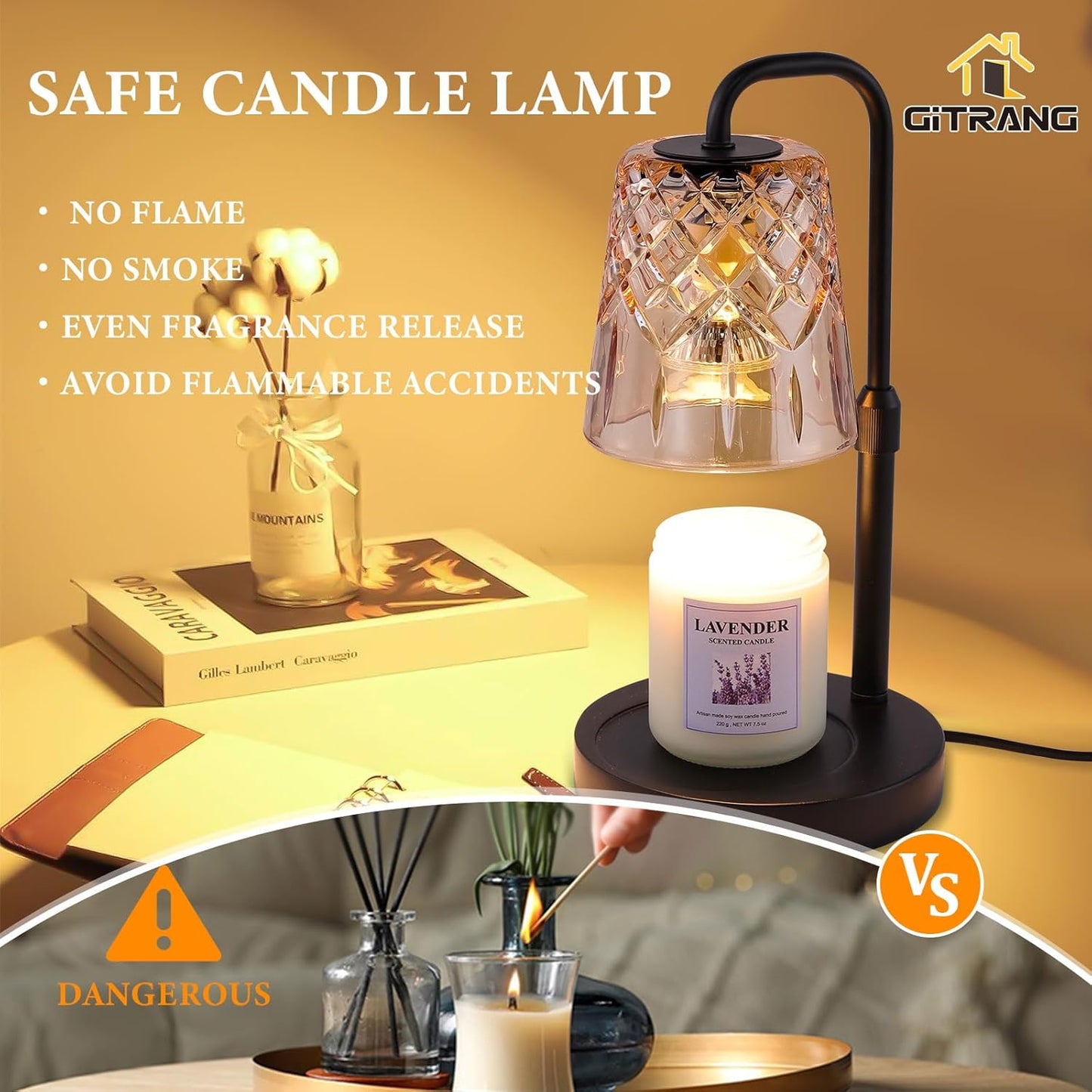 Candle Warming Lamp with Timer Dimmer,House Warming Gifts New Home Decor, Birthday Gifts for Women Mom,Height Adjustable Wax Melts Warmer for Jar Candles with 3 Bulbs，Mother's Day Gifts Decor Lamp