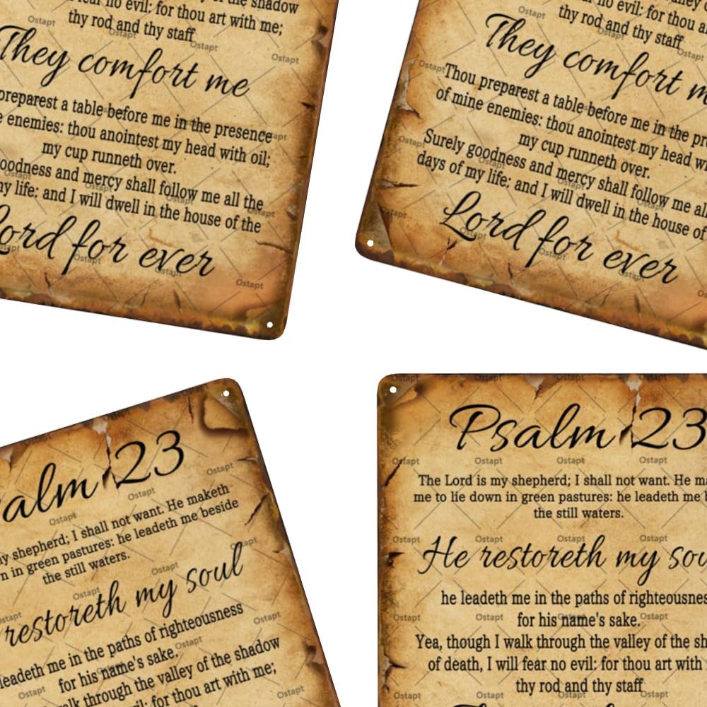 Ostapt The Lord Is My Shepherd Scripture Bible Verse Christian Bible Quotes Retro Vintage Metal Plaque Funny Garden Poster For Home Living Room Bedroom Office Wall Decor 8x12 Inch