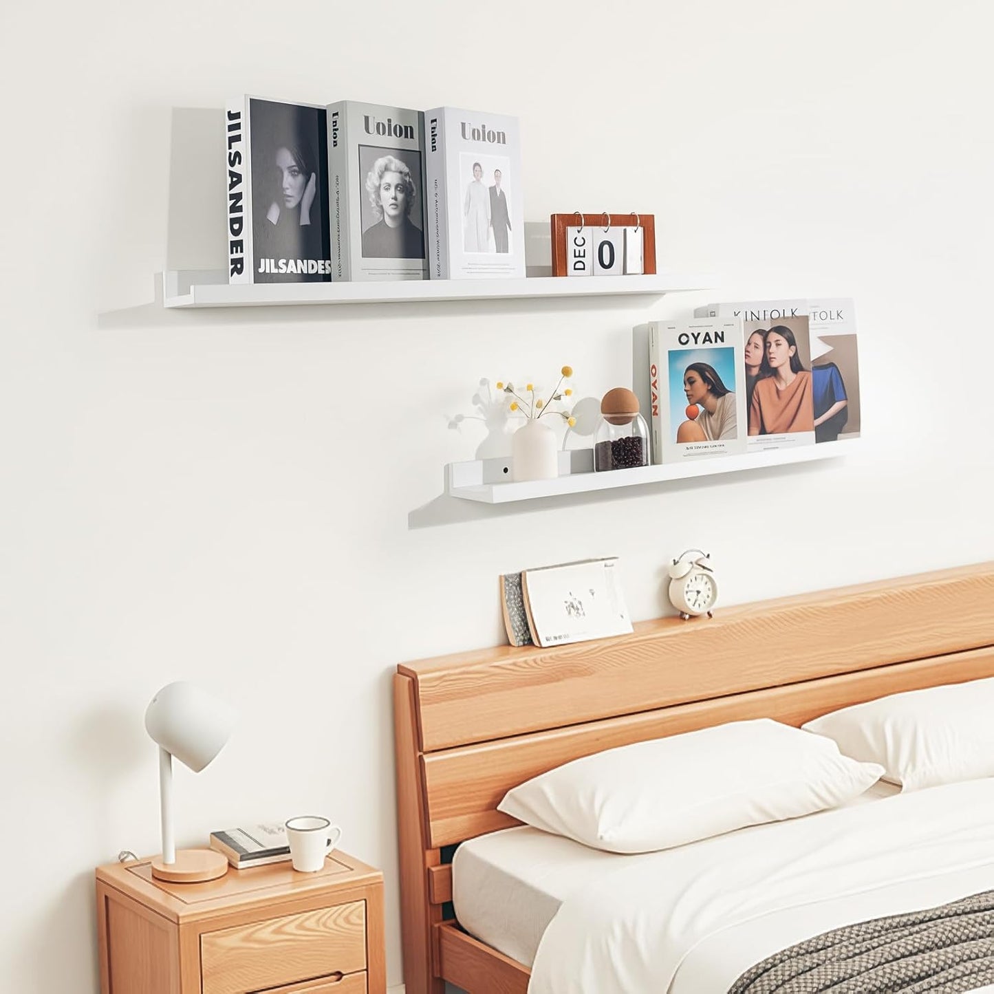 NEXHOME PRO Floating Shelves for Wall Set of 2,36 Inches Picture Ledge Shelf, Kids Bookshelf Wall Mounted for Living Room Bedroom Bathroom Kitchen, Easy Install,White