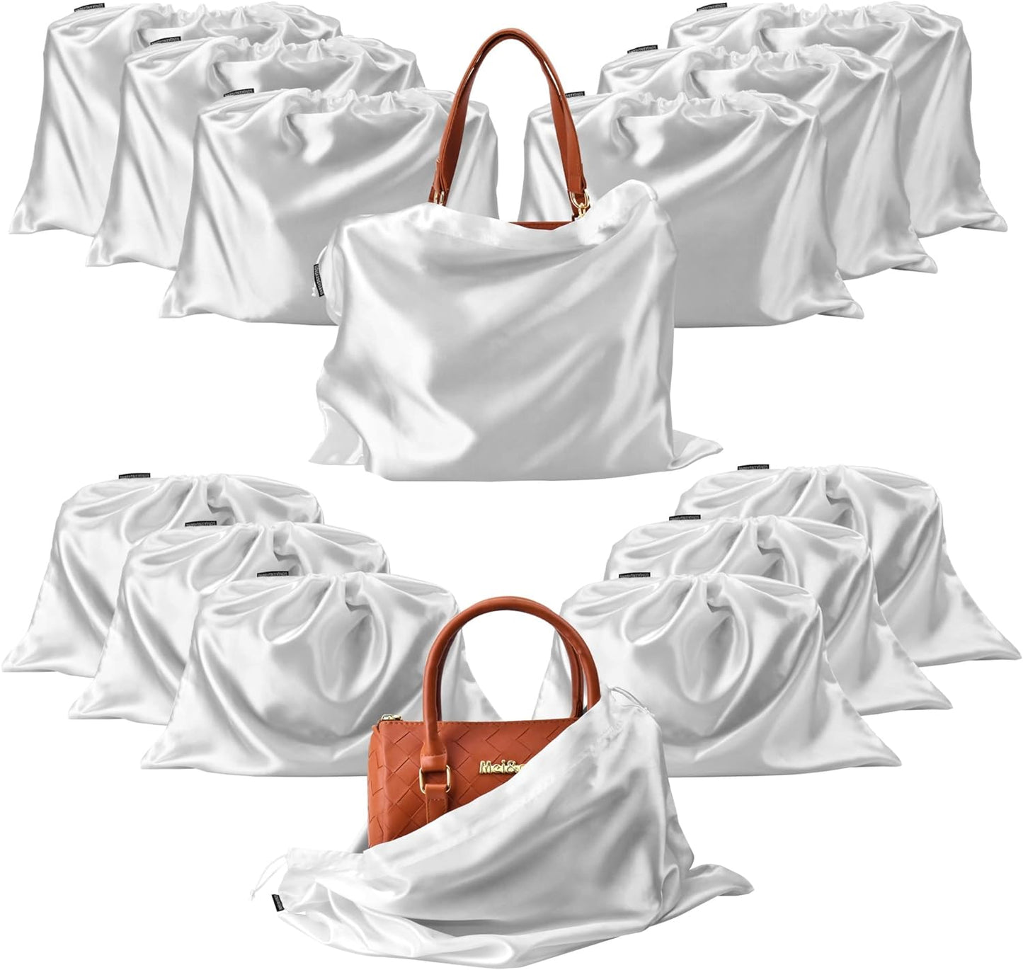 GONGKANGYUAN 12 Pcs Dust Bags for Purses and Handbags Satin Purse Storage Organizer With Drawstring Closure Handbag Protector (White)