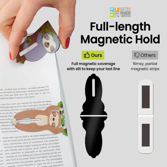 Gifts for Readers & Writers Linemarker Magnetic Bookmarks for Women & Men Sloth, Set of 2 Magnet Bookmark Clips, Magnetic Page Holder & Book Marker for Reading with Cute Bookmarks Design for Kids