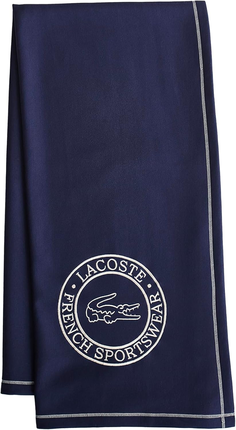 Lacoste 50" x 70" Sportswear Throw Blanket – Ultra Soft Cozy & Comfy Sweatshirt Knit, Premium Cotton and Polyester Blend, Luxury Home Decor for Bed Sofa Chair Couch, Embroidered Crocodile Logo, Navy