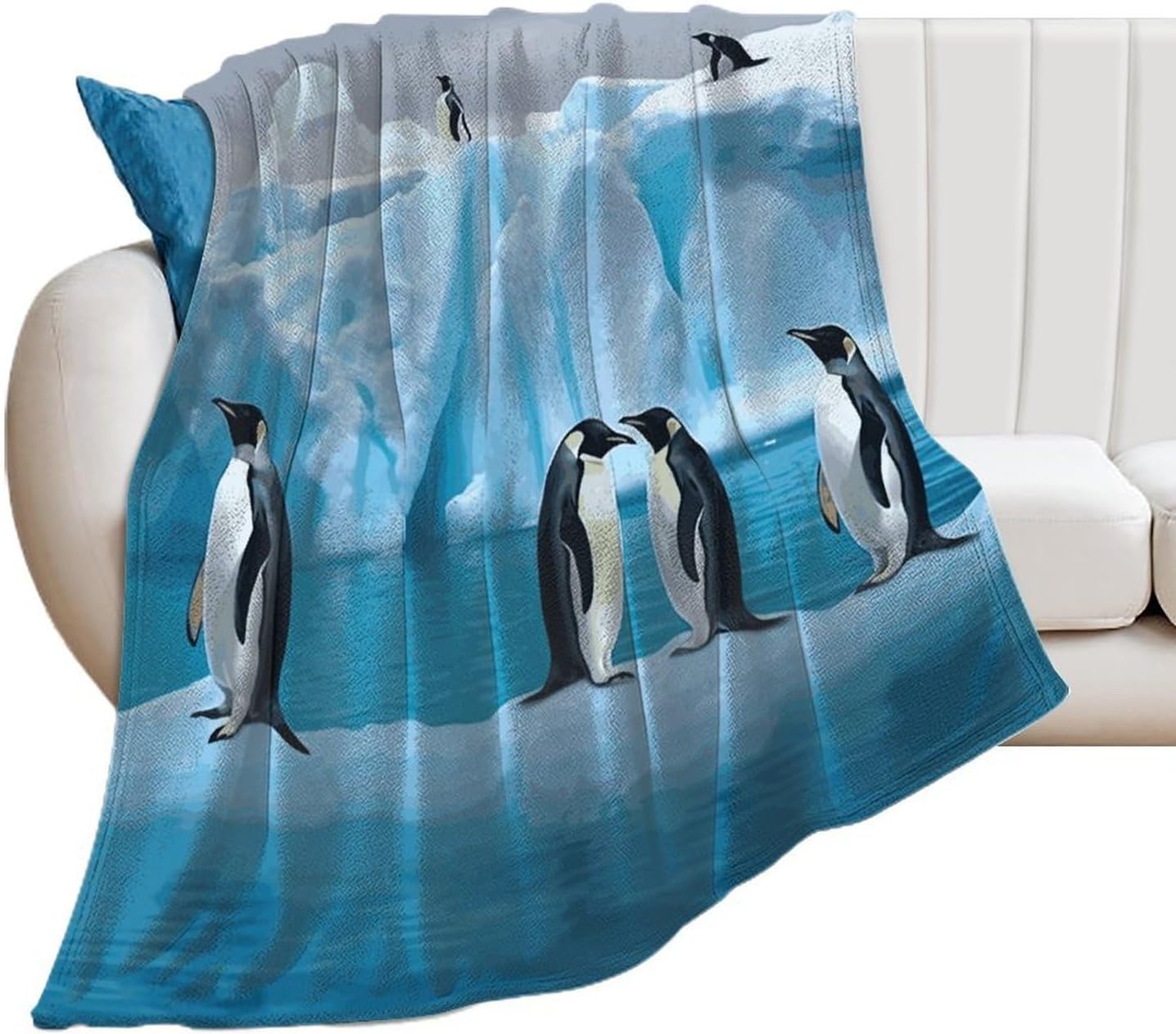 Penguins On The Iceberg Blanket Super Soft Lightweight Throw Blanket Cute Cozy Warm Bed Blanket Decorative Fuzzy Blanket All-Season Home Decor Gift for Sofa Couch Living Room 40"*50" （100 * 130cm）