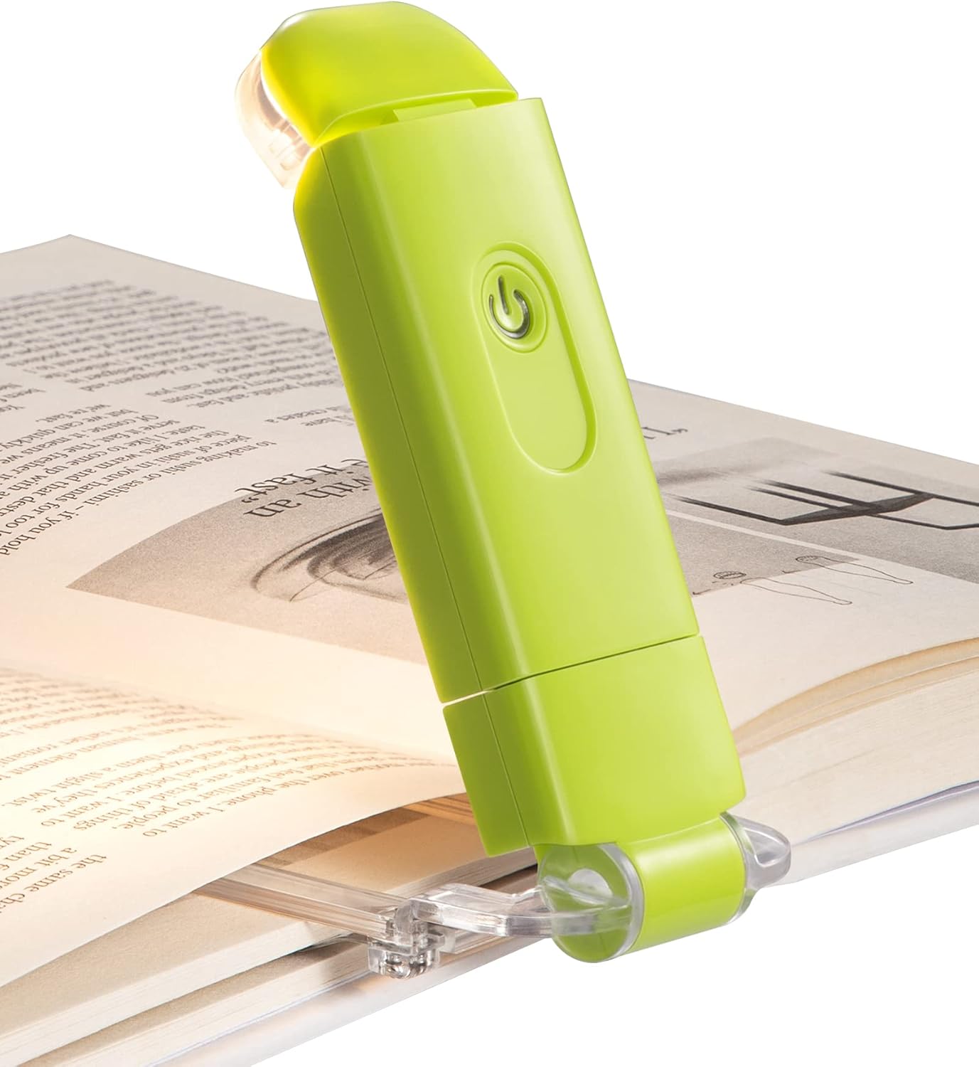 DEWENWILS Book Reading Light, USB Rechargeable Booklight for Reading at Night, LED Clip On Book Lights for Kids, Bookworms, Blue Light Blocking, Amber + Warm White (Green)