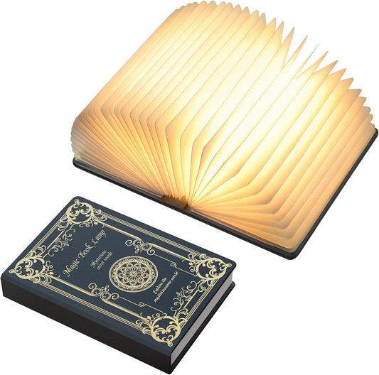 Magic Book Lamp, 3-Color Adjustable Reading Light, Portable Foldable Paper Desk Lamp for Night Reading, 1200mAh Battery,Creative Home Decoration & Ideal Gift for Book Lovers