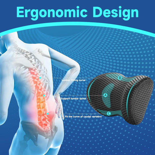 Lumbar Support Pillow for Office Chair Car Lumbar Pillow,Memory Foam Back Cushion with Breathable 3D Mesh Lumbar Support Orthopedic Backrest for Lower Back Pain Relief Ergonomic, LowerBackSupportBlack