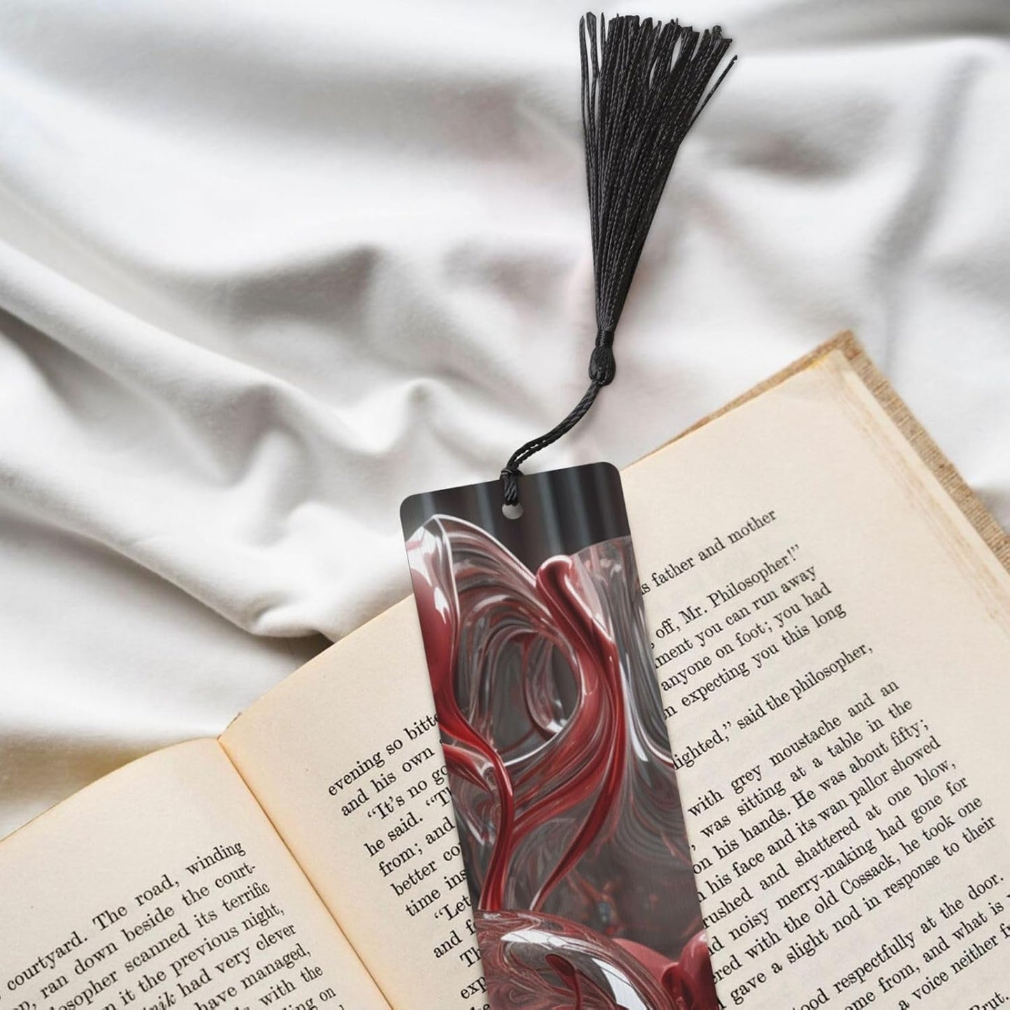 Modern Style Sculpture Bookmarks Gifts for Women Men, Wooden Bookmarks for Book Lovers, Vintage Book Marks Ornaments with Tassel, Unique Personalized Reading Page Markers Black