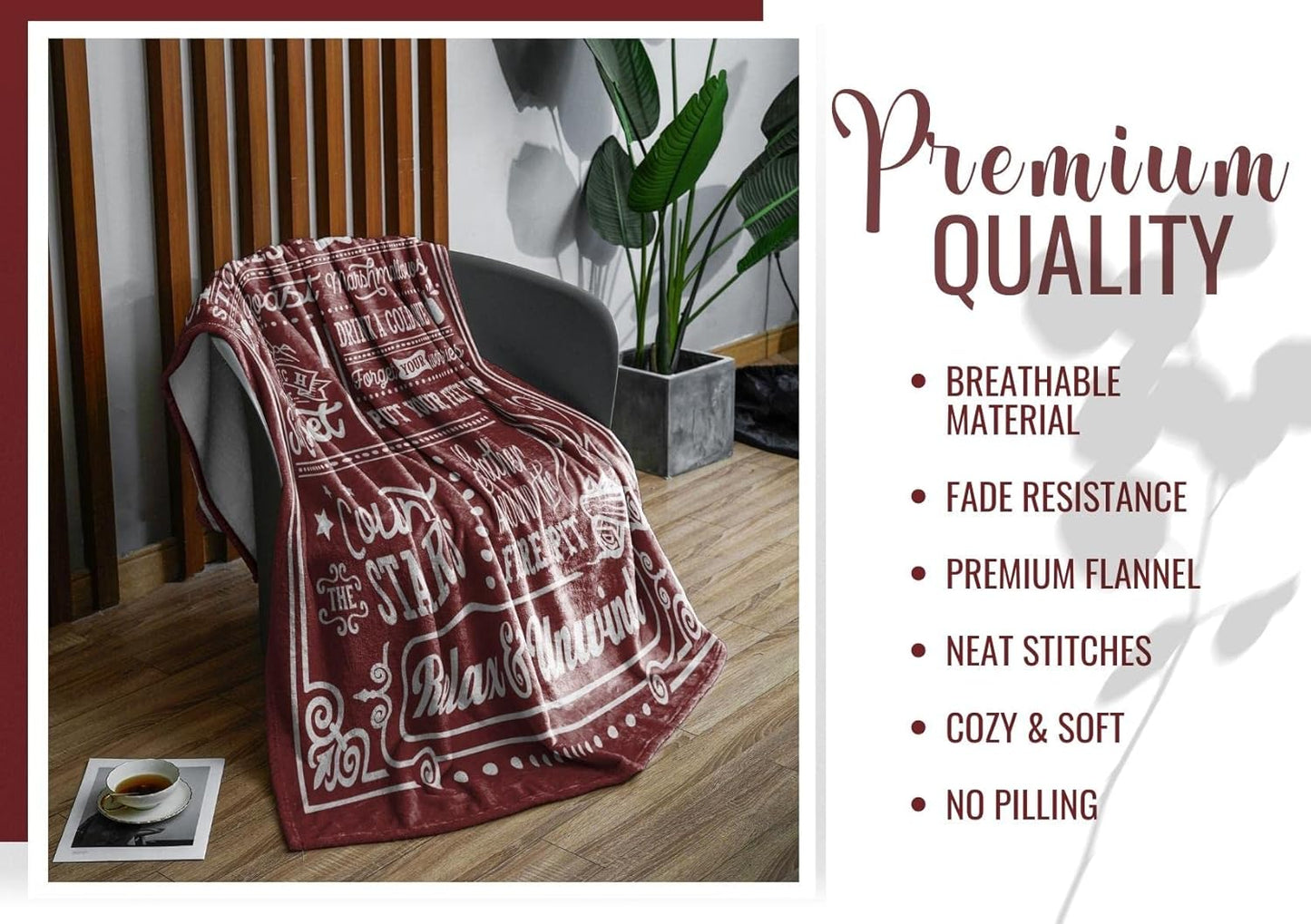 Camping Gifts for Women Men Lovers Throw Blanket, Happy Campers Decor Outdoor, RV Campsite Travel Hiking - Fire Pit, 50" x 65"