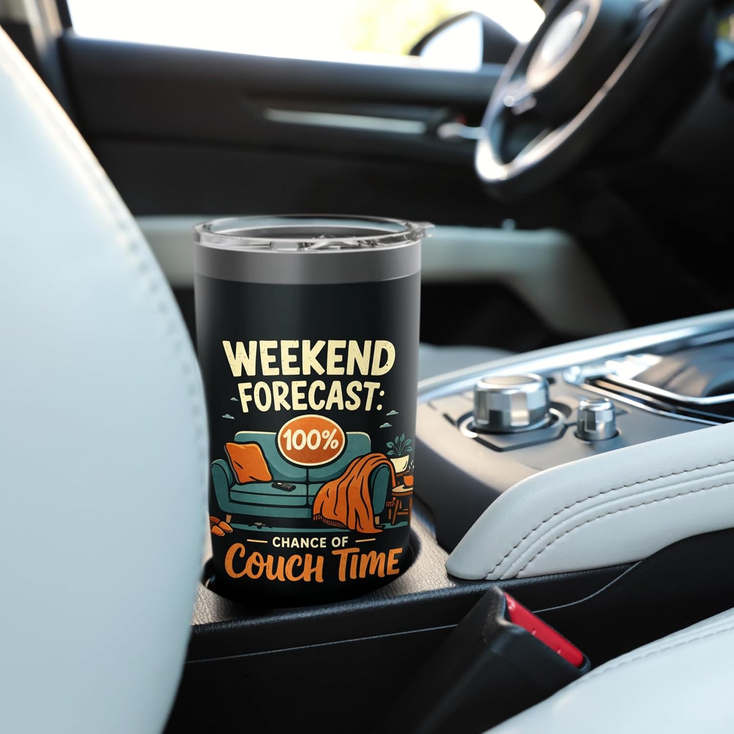 Weekend Forecast 100% Chance of Couch Time Funny Homebody Stainless Steel Insulated Tumbler