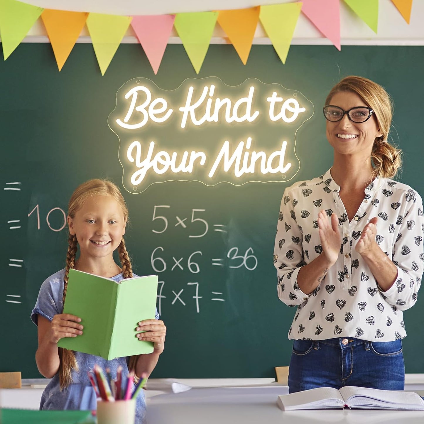 Be Kind to Your Mind Neon Sign Dimmable Led Neon Lights for Wall Decor USB Encouragement Word Neon Light Up Signs for Bedroom Home Bar Office Study Room Wedding Birthday Party Teens Girls Gifts
