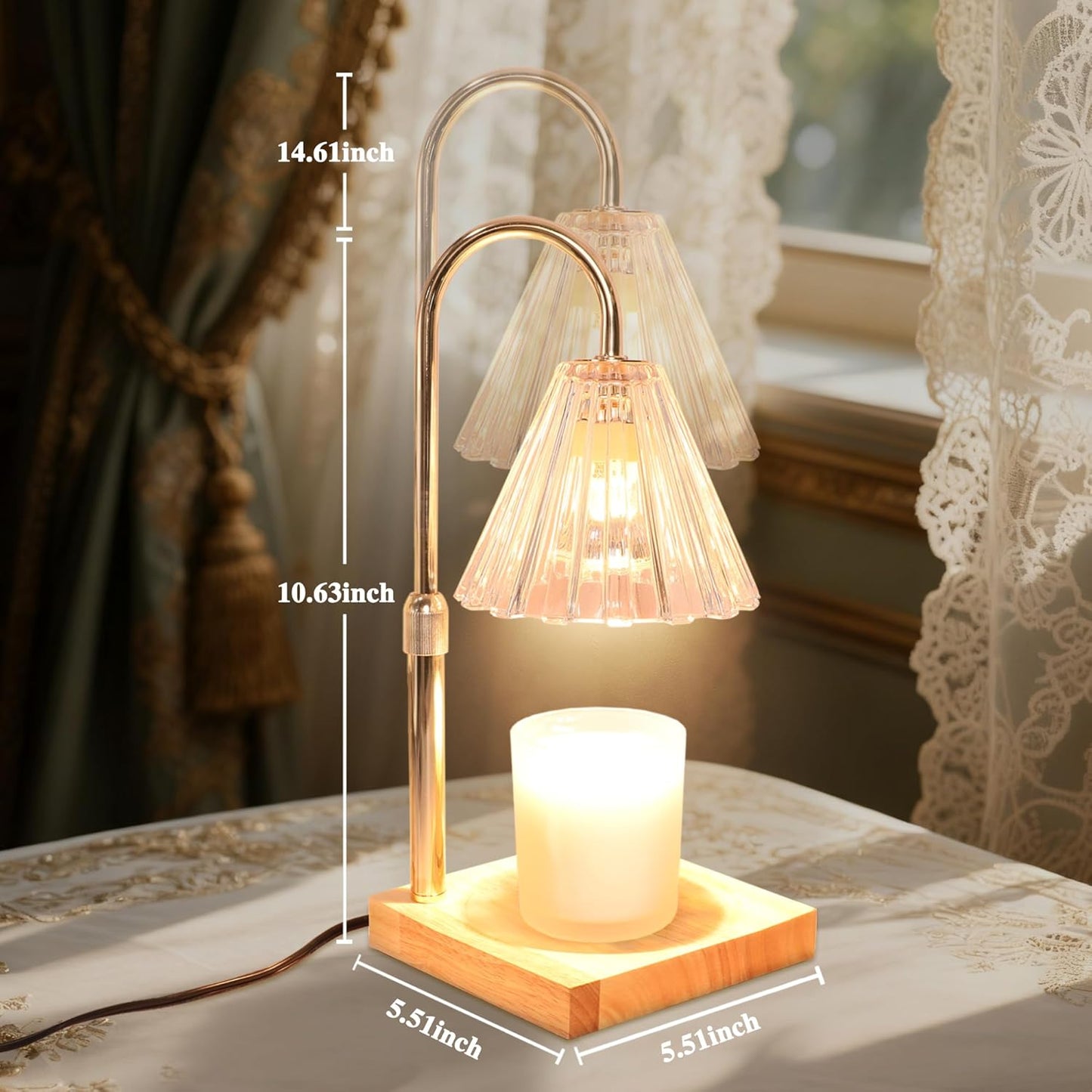 LED Candle Warmer Lamp with Dimmer & 2/4/8H Timer, Electric Wax Melt Warmer for Scented Jar Candles, Height Adjustable Home Decor Lamp with Soft Glow - Ideal Gift for Women & Housewarming