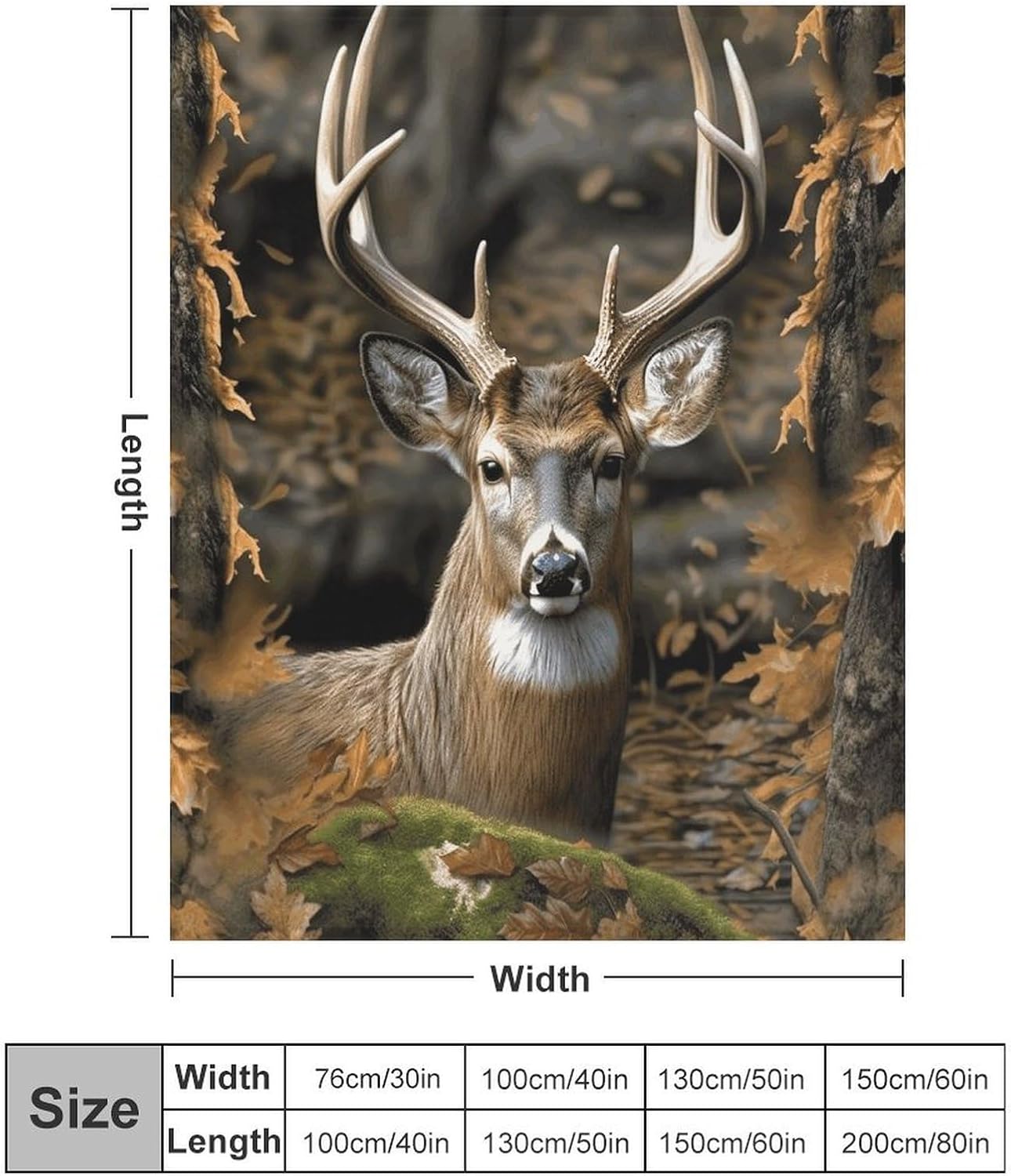 Camouflage Deer Blanket Chunky Fluffy Fuzzy Bed Blankets Cozy Soft Warm Winter Blankets Anti-Pilling Flannel Throw Blanket for Couch Living Room Bedroom Multiple Size