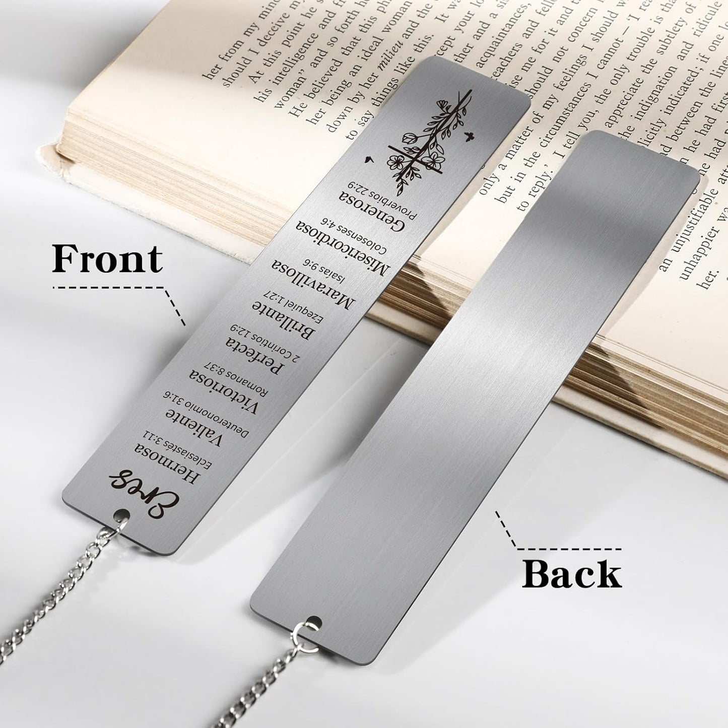 Spanish Christian Bookmark Gifts - Bible Verse Metal Book Marks Religious Biblical Inspirational Page Marker for Reading Women Men Prayer School Birthday Baptism First Communion Graduation