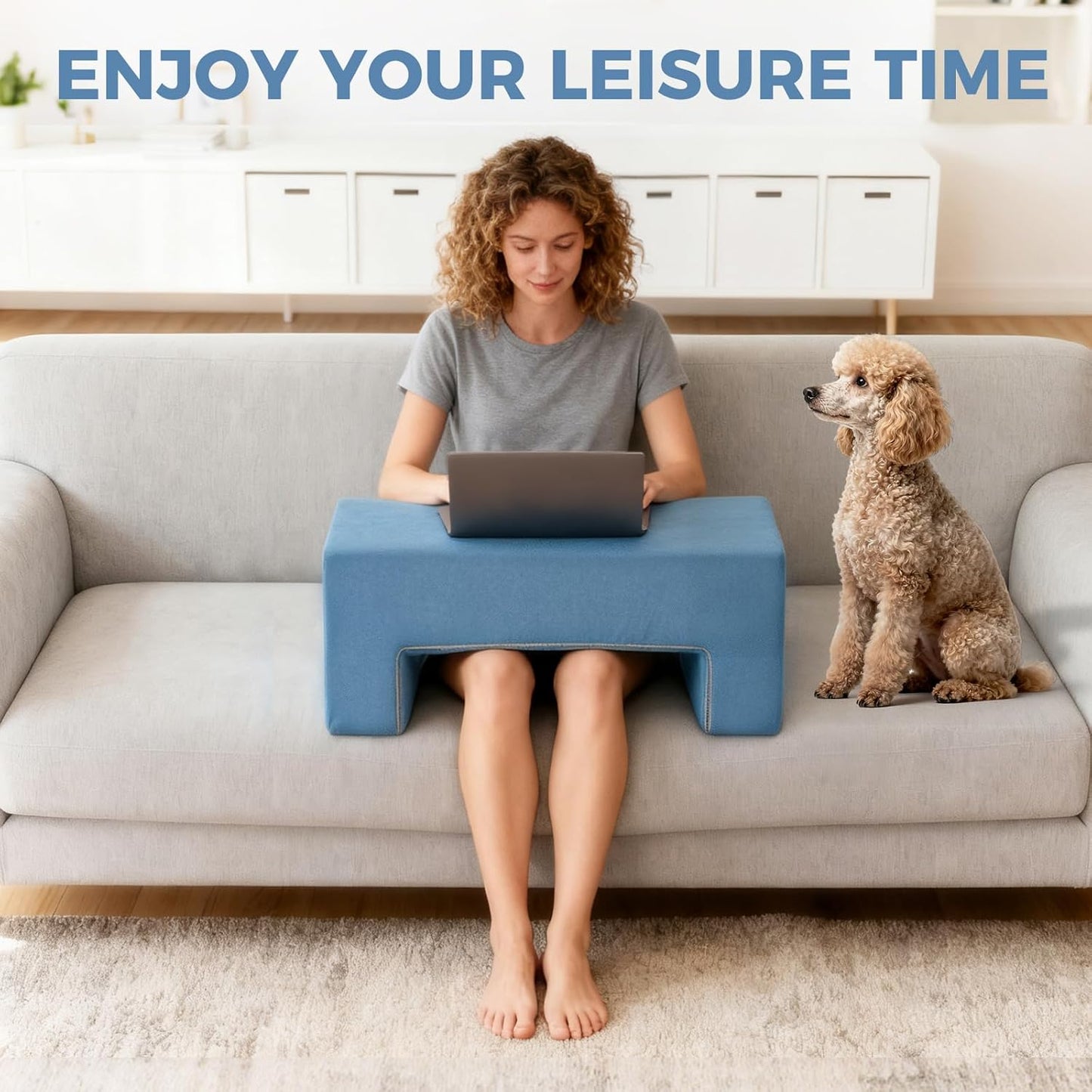 Reading Pillow for Gaming Lap Desk Pillow for Laptop Memory Foam Bed Desk for Reading Working Crocheting Gaming Arm Rest on Bed/Sofa/Floor/Couch/Car (Blue)