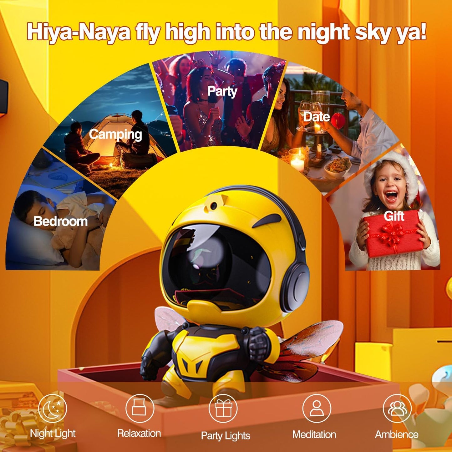 Bee Astronaut Galaxy Projector,Star Projector Galaxy Night Light,Starry Nebula Ceiling LED Lamp with Timer and Remote,Kids Room Decor Aesthetic,for Christmas