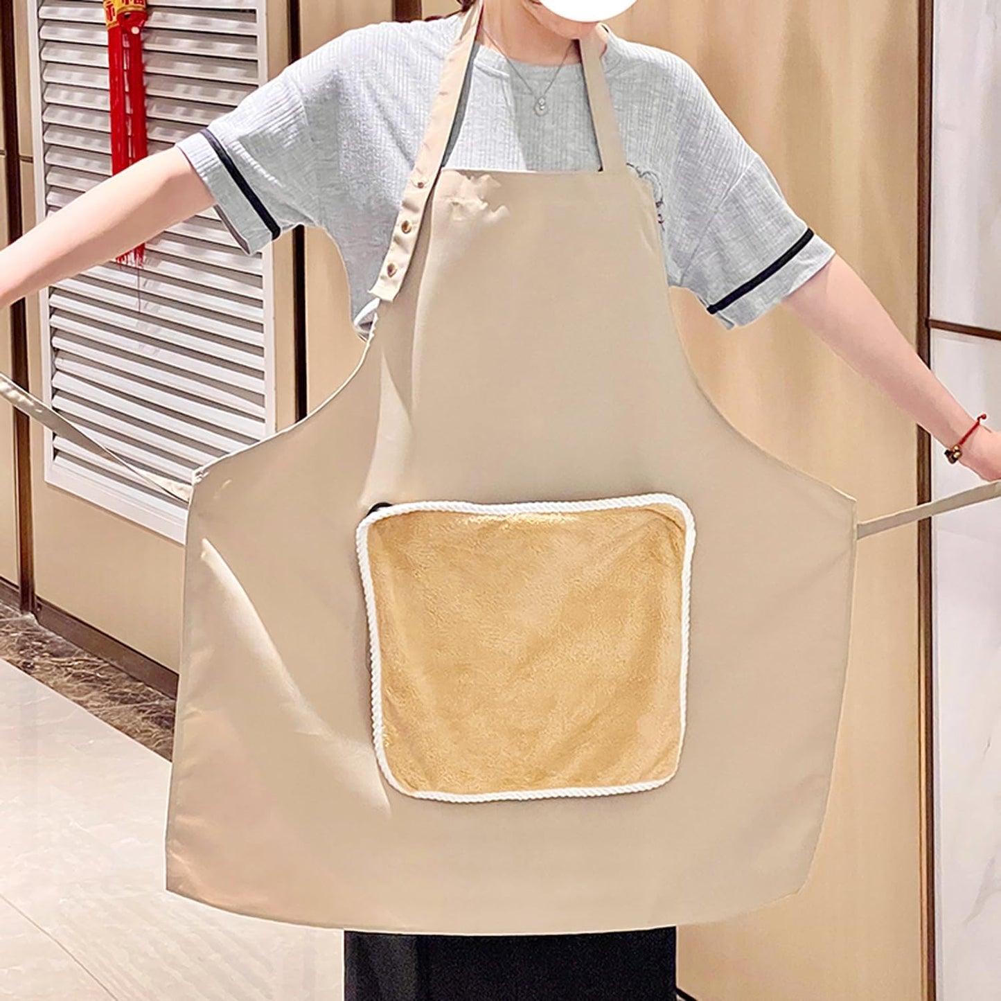 Apron with Towel, 2 Hand Towel & XL Pocket,for Art, Teaching, Kitchen, Cooking, Cleaning, Gardening, Home