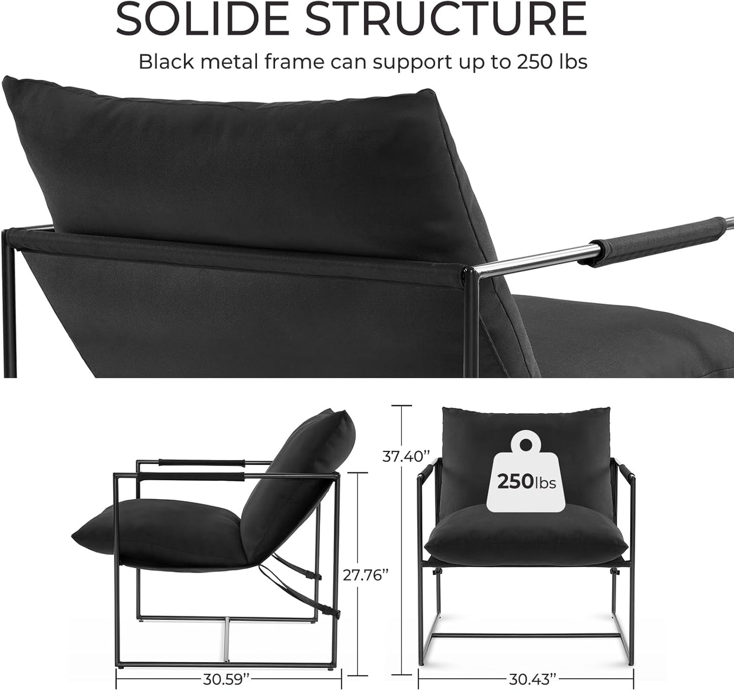 Sling Accent Chair, Oversize, Black