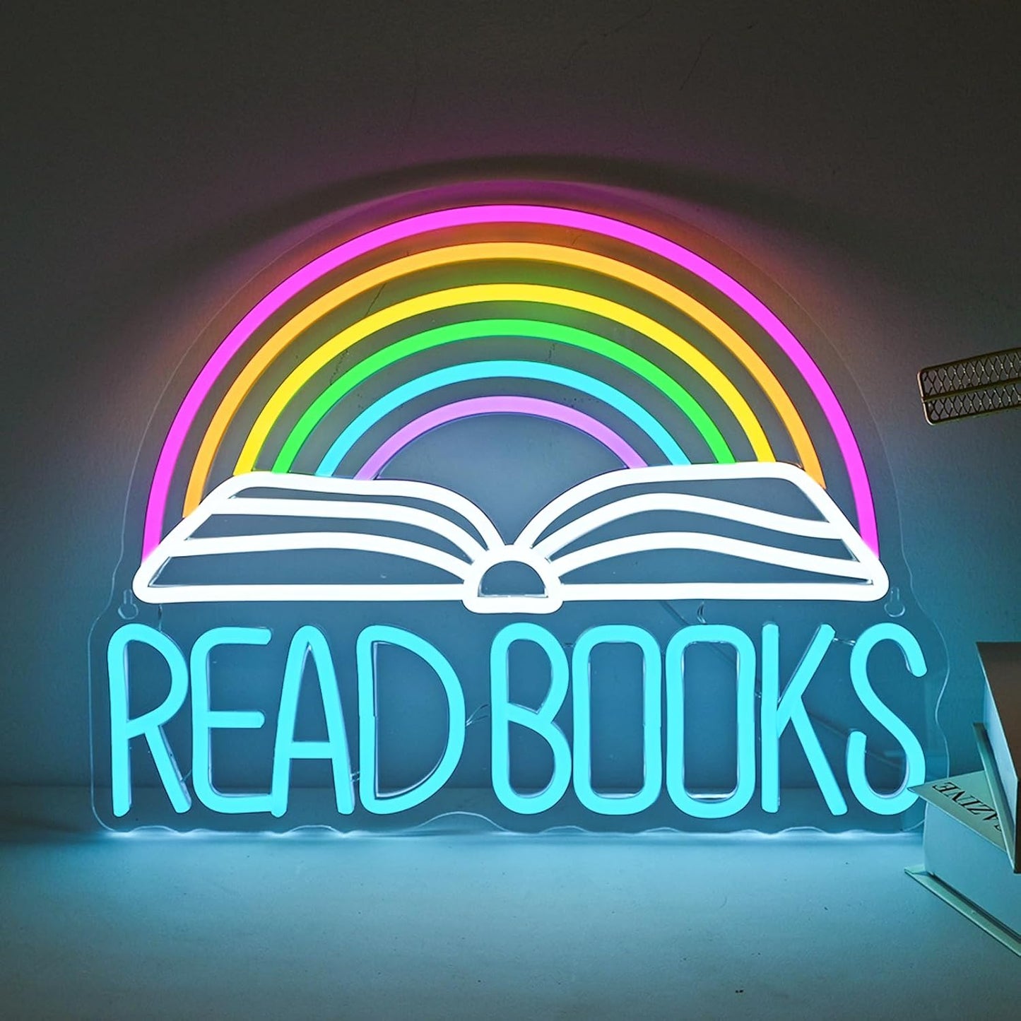Read Books Neon Sign Book Neon Light Colorful Rainbow Neon Light sign Read More Books Neon Signs Library Classroom Reading Room Bookstore Bookish Decoration Kids Gifts