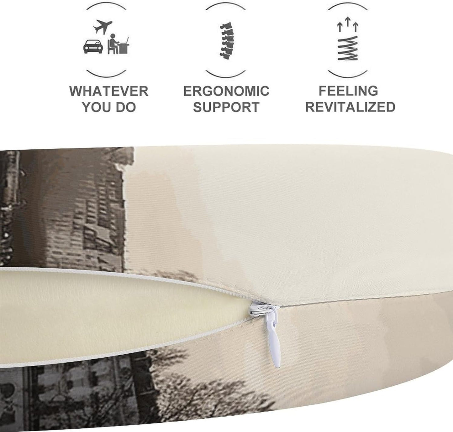 Travel Paris Neck Pillow Memory Foam U Shaped Pillows Portable Pillows for Shoulder Travel Head Support Pillow with Concealed Zipper for Airplane Car Home Office