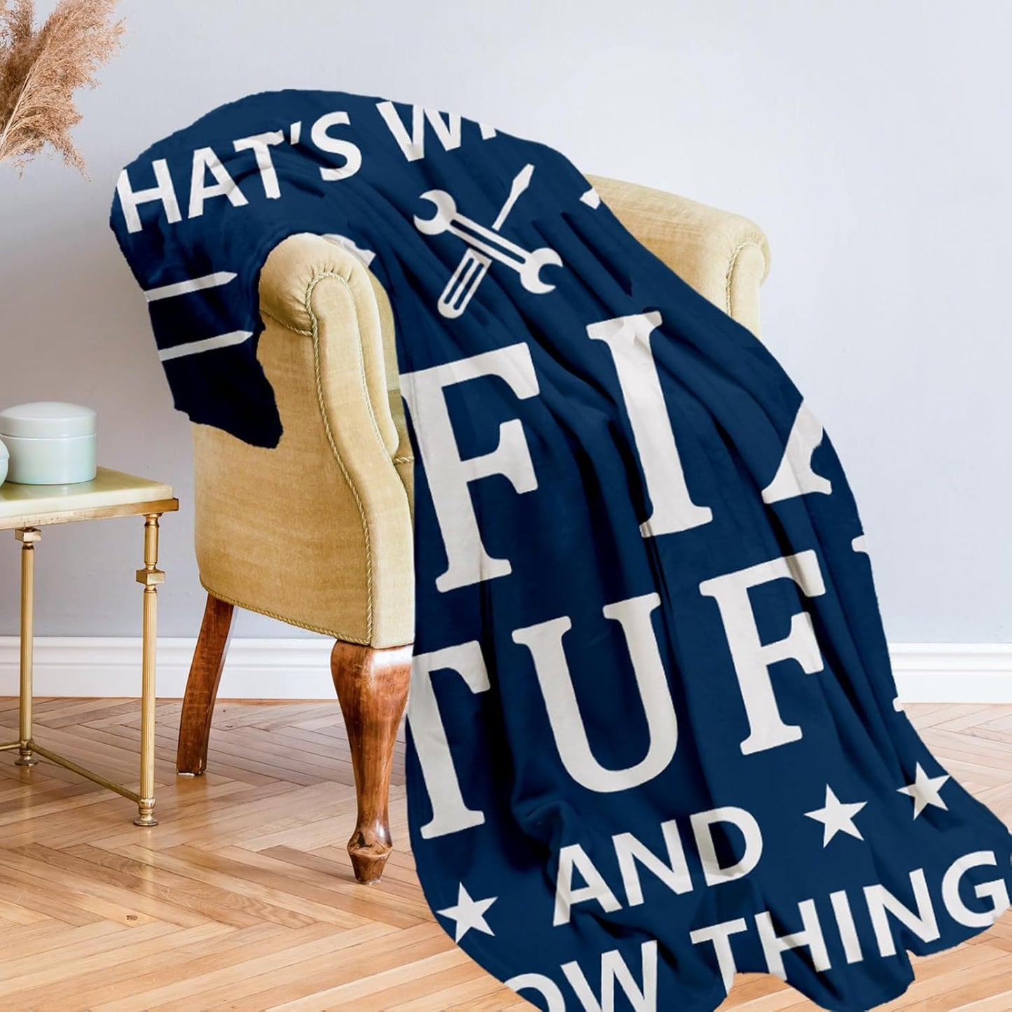 Funny Gifts for Men, Blanket Gift for Dad from Daughter Son Wife, Birthday Gift for Dad Husband Papa Grandpa Stepdad, Soft Throws Blanket for Travel Couch Bed Camping Napping, 60" x 50", Blue