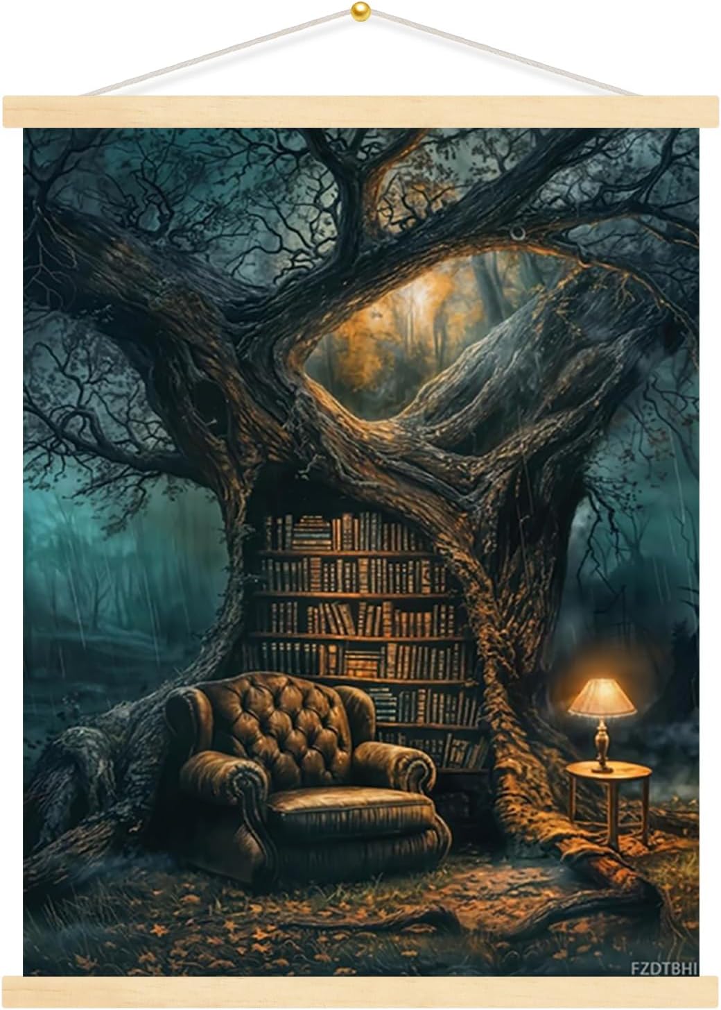 Moody Vintage Forest Literary Wall Art Dark Academia Bookish Artwork Aesthetic Posters Gothic Reading Canvas Print Wall Decor for Office Dorm Bedroom Decoration Framed 12x16inch