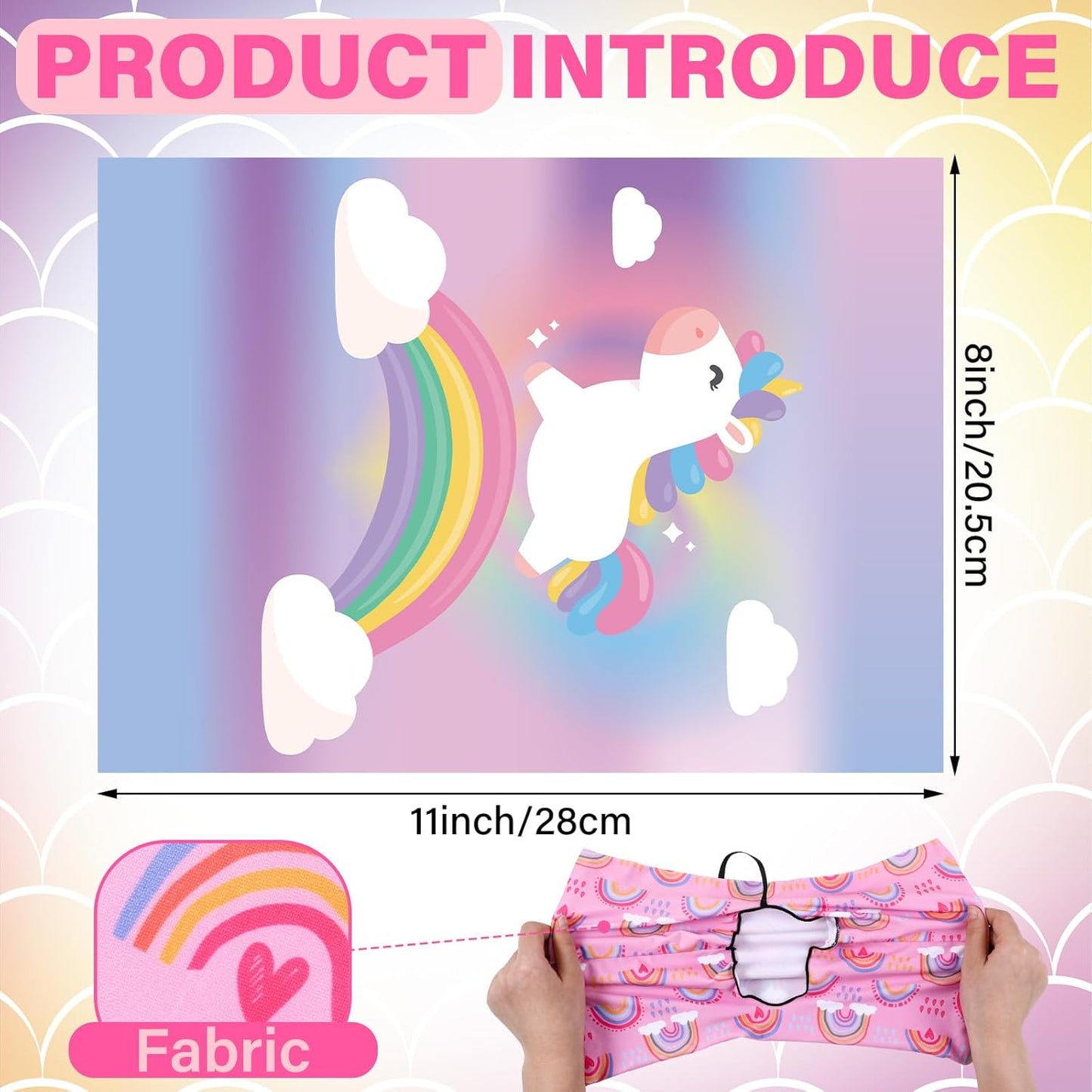 8 Pcs Jumbo Rainbow Stretchable Book Covers 9 x 11 Inches Reusable Washable Fabric Book Protective Covers for Girls Boys Kids and Teens Teachers for School Textbooks Hardcover Notebook