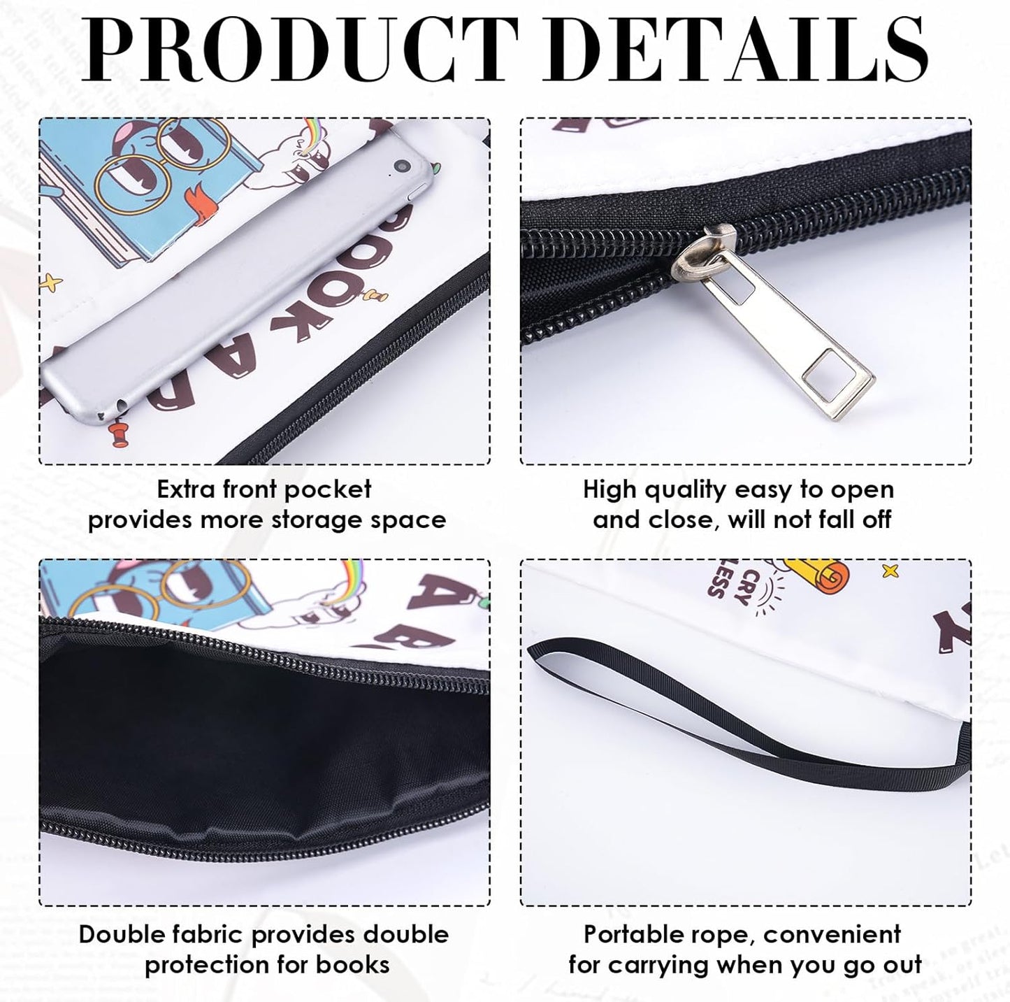 Funny Reading Book Sleeve - Inspirational Paperback Books Cover Protector Waterproof Bookish Pouch Bookworm Accessories Birthday Christmas Gift for Readers Friend Sister Women Teen