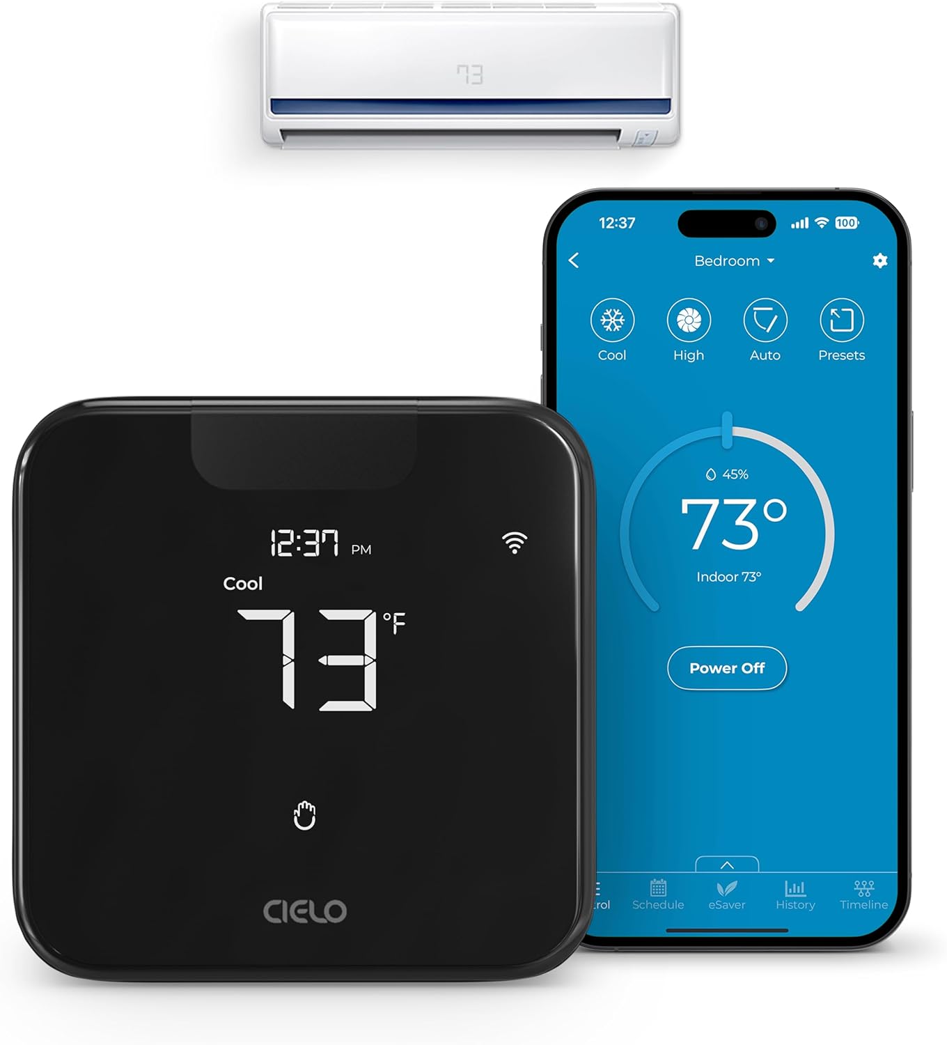 Breez Max Smart AC Controller | AHR Product of the Year WiFi Thermostat for Mini-Split, Window, Portable AC/Heat Pump | AI-Based Tech | Free App, No Subscription | Alexa, Google, IFTTT etc. (Black)