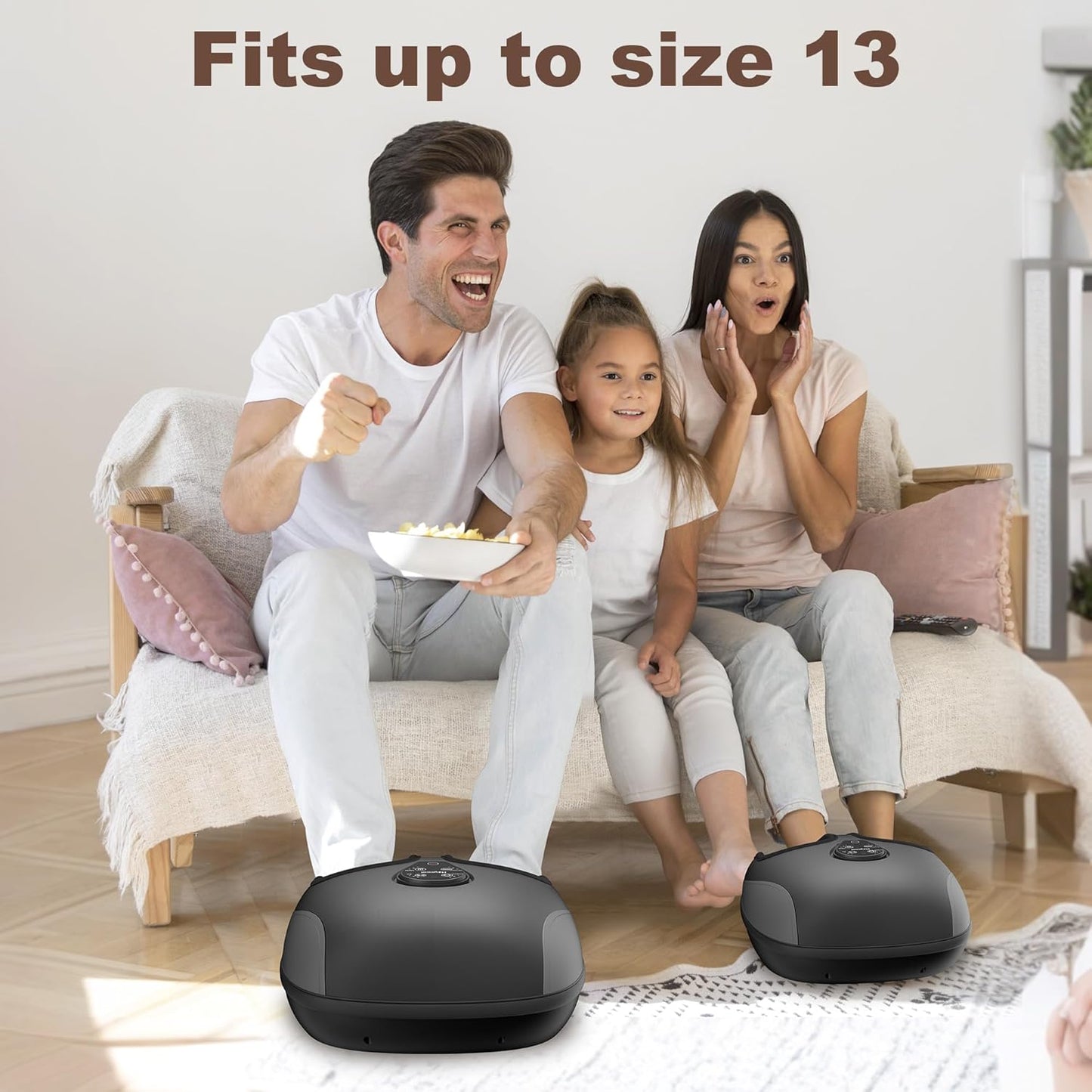Shiatsu Foot Massager, Electric Foot Massager Machine with Heat, Deep Kneading, Compression, Vibration, Remote Control, Feet Massager for Neuropathy, Plantar Fasciitis, Size 13