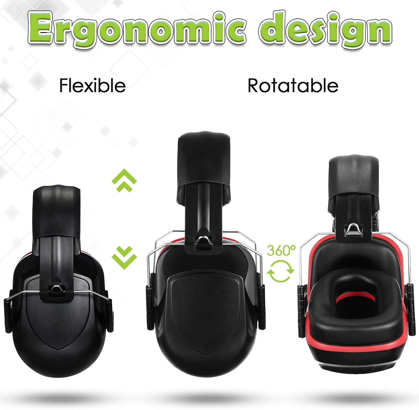Yunsailing 4 Pack Nrr 28db Safety Ear Muffs for Noise Reduction Foldable Ear Protection Earmuffs for Shooting