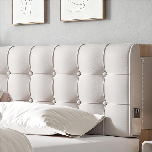 White Headboard Cushion Wall Mounted Headboard Support Pillow Bed Full Wedge Pillow for Back Relief Sitting Up Reading Pillow Dorm Essentials Upholstered Cushion for College Dorm Bedroom Comfort