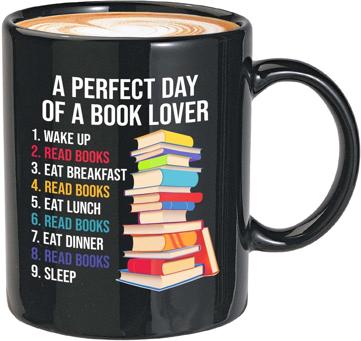 Bubble Hugs Reader Coffee Mug 11oz Black - A Perfect Day of A Book Lover - Funny Sarcasm Reading Novel Literary Literature Bookish Author Writer