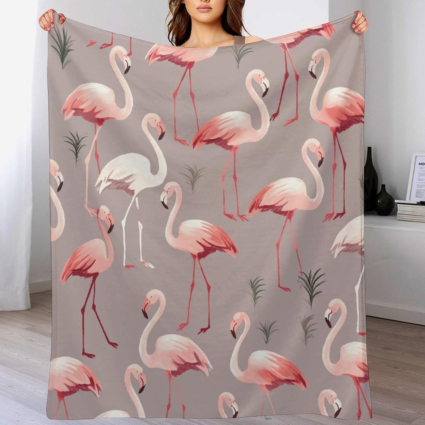Pink Flamingo Pattern Blanket Super Soft Lightweight Throw Blanket Cute Cozy Warm Bed Blanket Decorative Fuzzy Blanket All-Season Home Decor Gift for Sofa Couch Living Room 30"*40"（76 * 100cm）