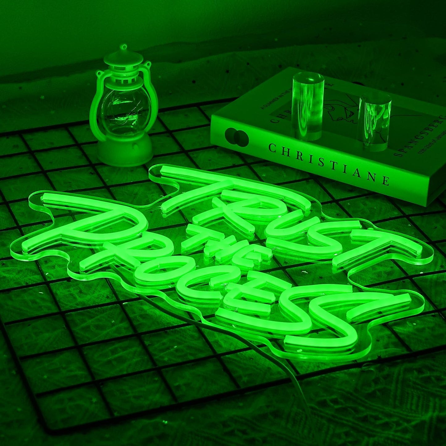 Trust The Process Neon Sign for Wall Decor Green Neon Light Gym LED Sign Dimmable Motivation LED Light Letter Lighting for Bedroom Bar Classroom Gym Office Art Inspirational Alphabet