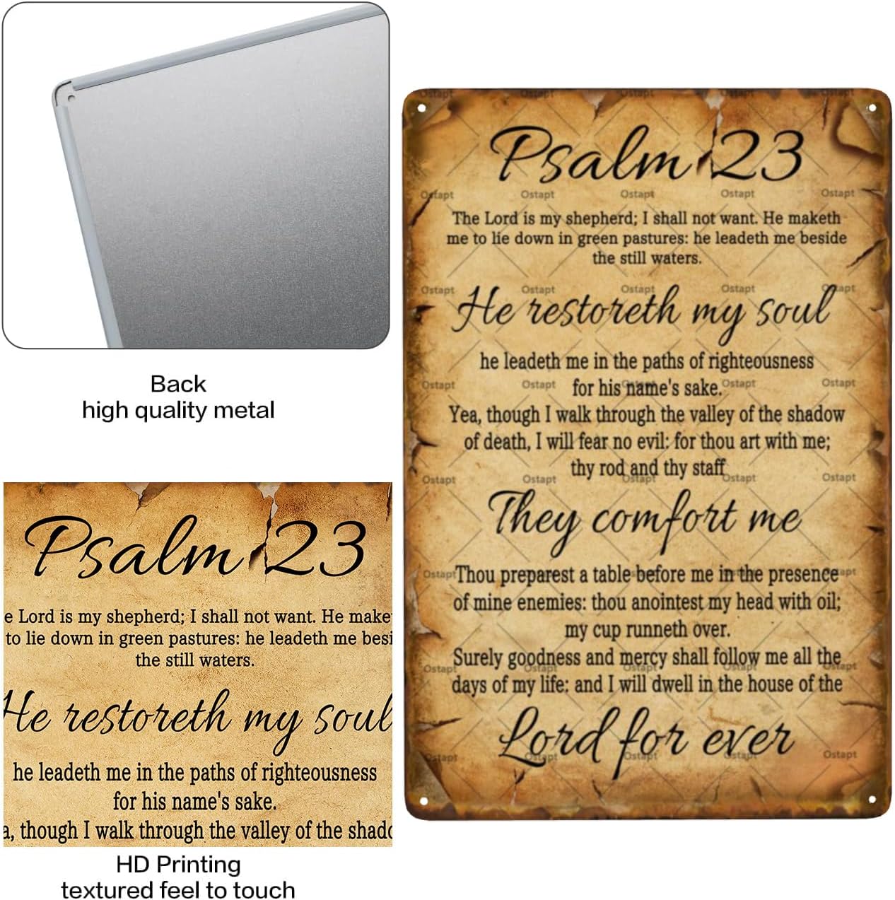 Ostapt The Lord Is My Shepherd Scripture Bible Verse Christian Bible Quotes Retro Vintage Metal Plaque Funny Garden Poster For Home Living Room Bedroom Office Wall Decor 8x12 Inch