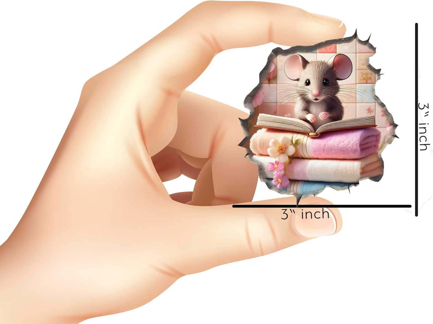 Mouse Reading Book Wall Peel and Stick for Kids Room, Classroom Wall Decor - 3D Effect Wall Mural, Ideal Wall Stickers & Murals, Decorative Decal for Educational Spaces Design 24