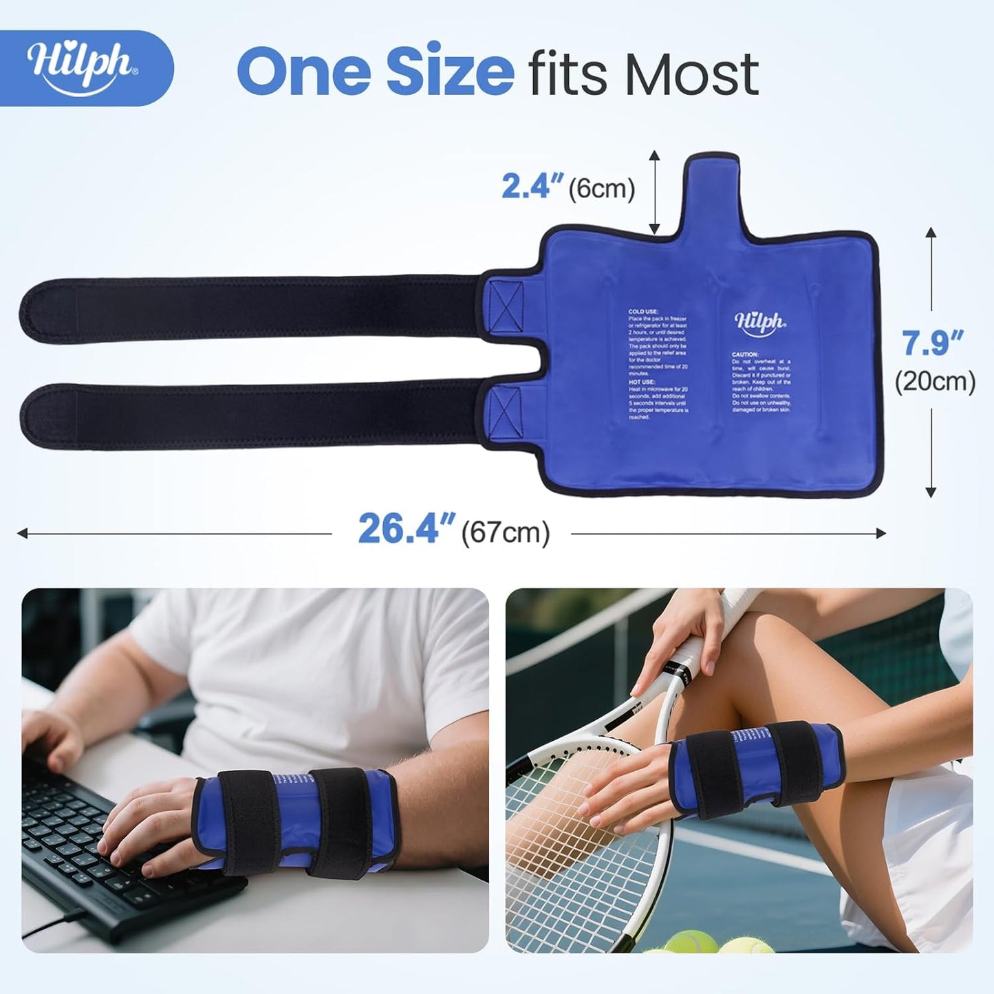 Hilph Thumb & Wrist Ice Pack Wrap with Large Extended Coverage, Long Lasting Hot & Cold Compress Therapy for Carpal Tunnel Relief, Arthritis, Computer Overuse Injuries, Post-Surgery, Post-Workout