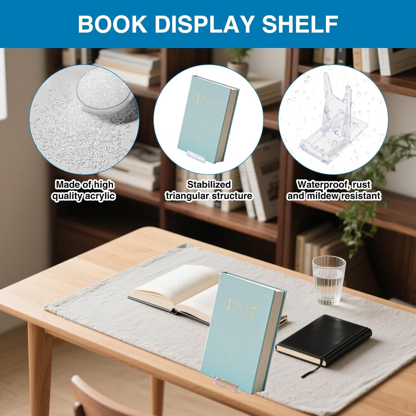 40 Pcs Acrylic Book Display Stand, Adjustable Clear Book Displays for Comic Dvd