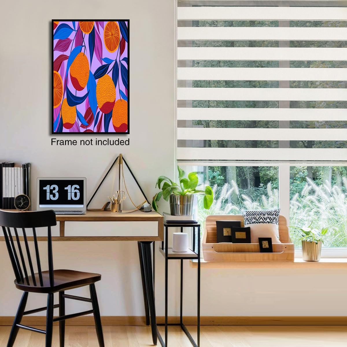GDJSMIN Abstract Fruit Elements Wall Art, Orange Leaf Pattern Poster for Reading Room Living Room Decor 12x 16 inch Unframed