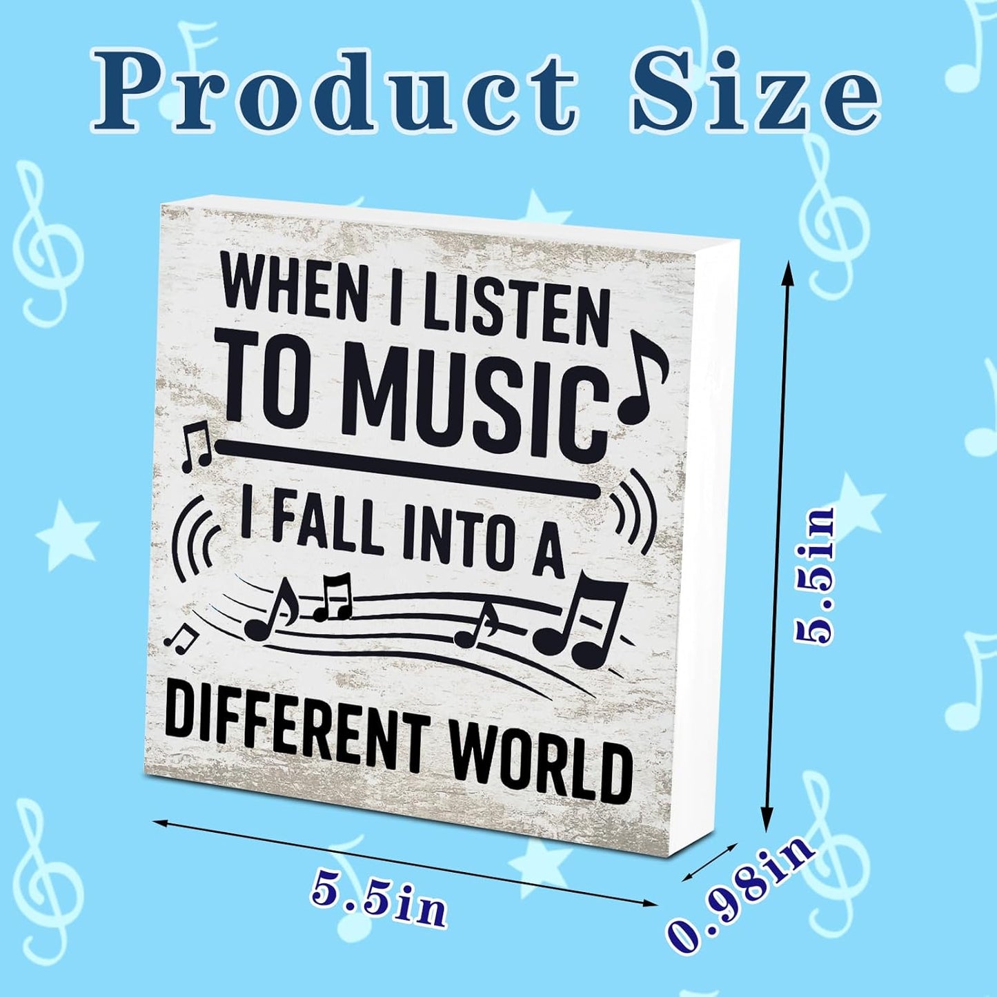 Music Desk Sign for Home Office Classroom, Musical Decor Room Decorations Accessories for Women Men Teacher, Table Shelf Musician Gift, Fall Into A Different World