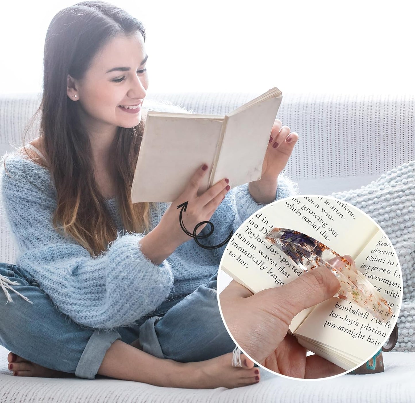 2Pcs Thumb Page Holder Book Page Holder Book Thumb Ring Books Marks for Reading Accessories Transparent Cute Bookmarks for Women Best Friend Friendship Gifts for Books Lovers Teacher Readers