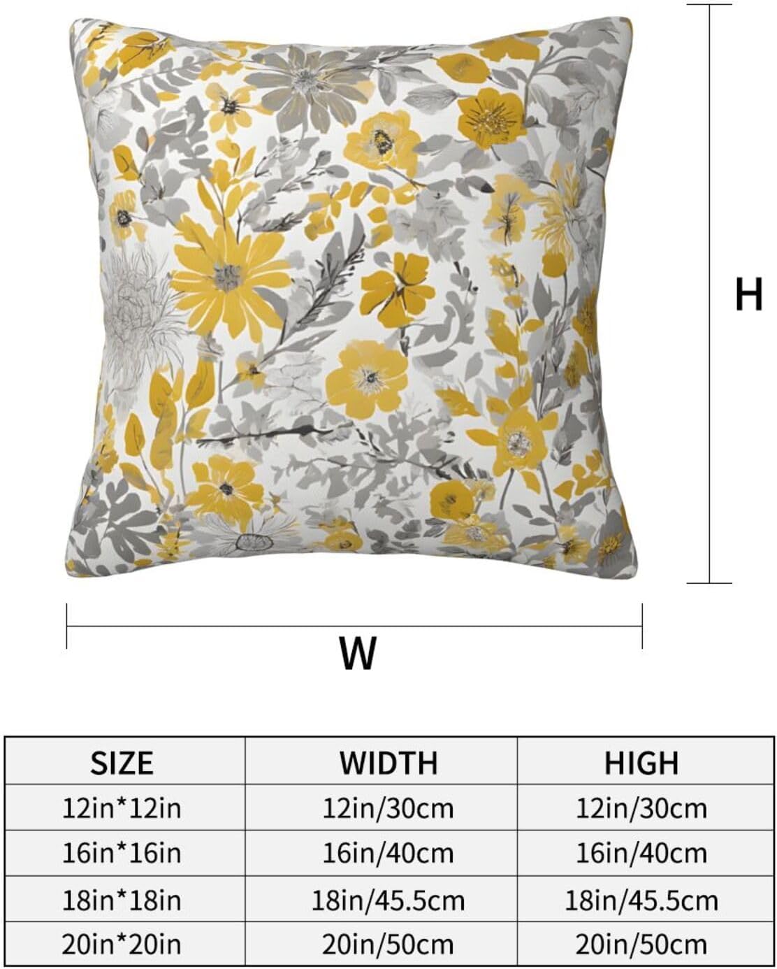 All-Season Square Pillow Covers 18"X18", Flower, Decorative Throw Pillow Covers for Sofa Bed Couch, Hidden Zipper Cushion Cover, Square Lumbar & Accent Pillowcases for Home Decor