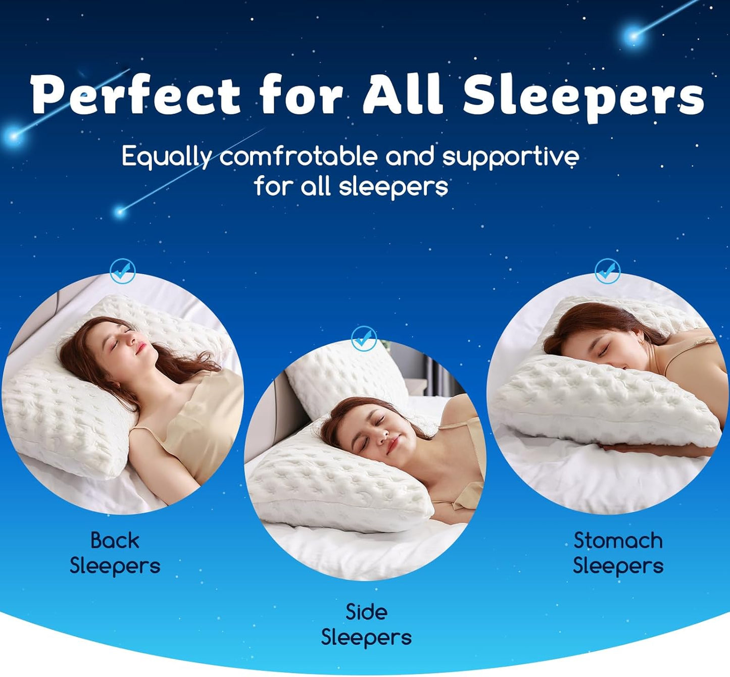 Cooling Side Sleeper Pillow for Neck and Shoulder Pain, Luxury Shredded Memory Foam Pillows for Sleeping, Firm Bed Pillows Queen Size Set of 2- Adjustable Queen Size- Washable Cover Original White