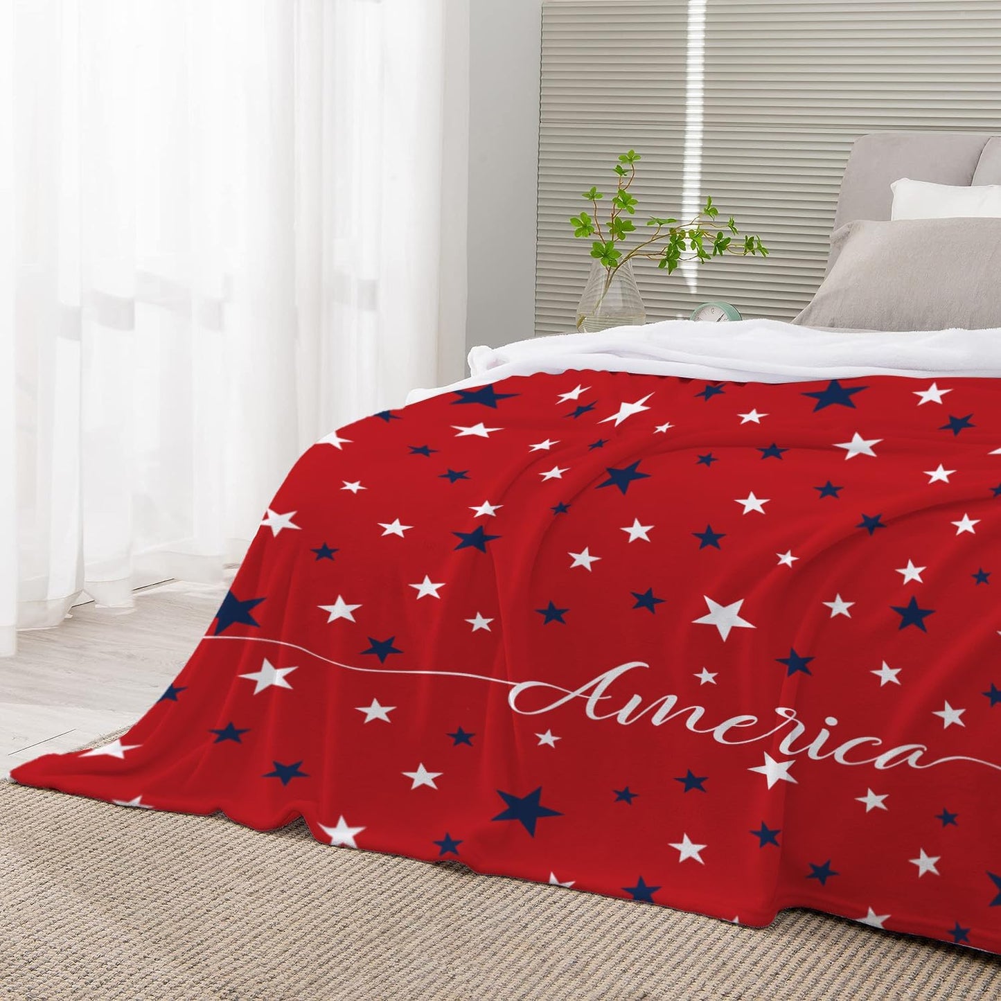 YeeJu American Flag Throw Blanket Patriotic 4th of July Memorial Day Fourth of July Throw Blanket for Couch Sofa Bed Soft Fleece Blankets Stars and Stripes Red White Blue Veteran Blanket 50x60