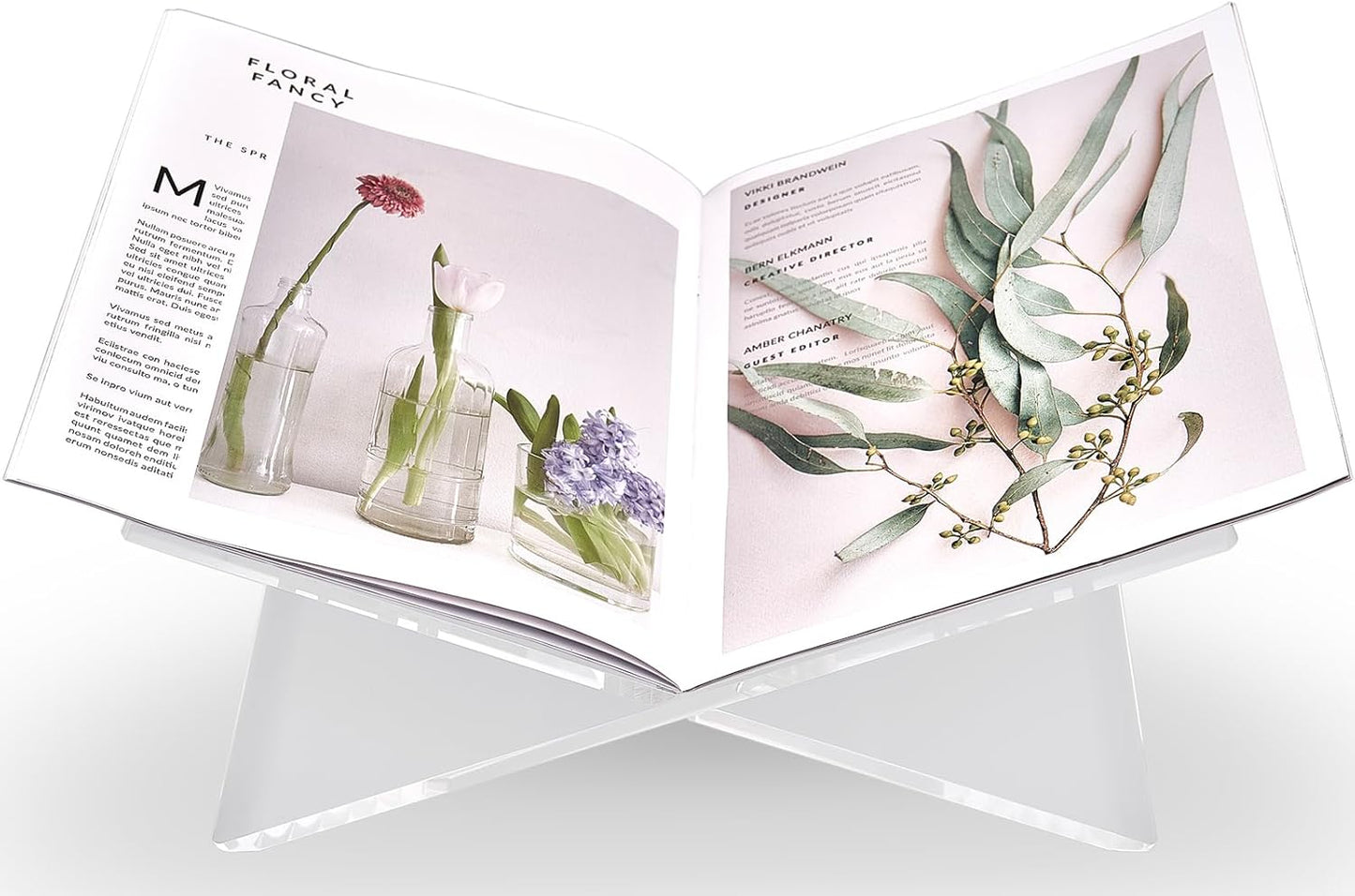 Honygebia Clear Acrylic Book Stands - Cross Frame Acrylic Book Holder, Open Bookstand for Display and Reading, Suitable for Art, Bible, Cookbook, Easel, Magazine, Textbooks 12.5" x 9.5" x 5.5"