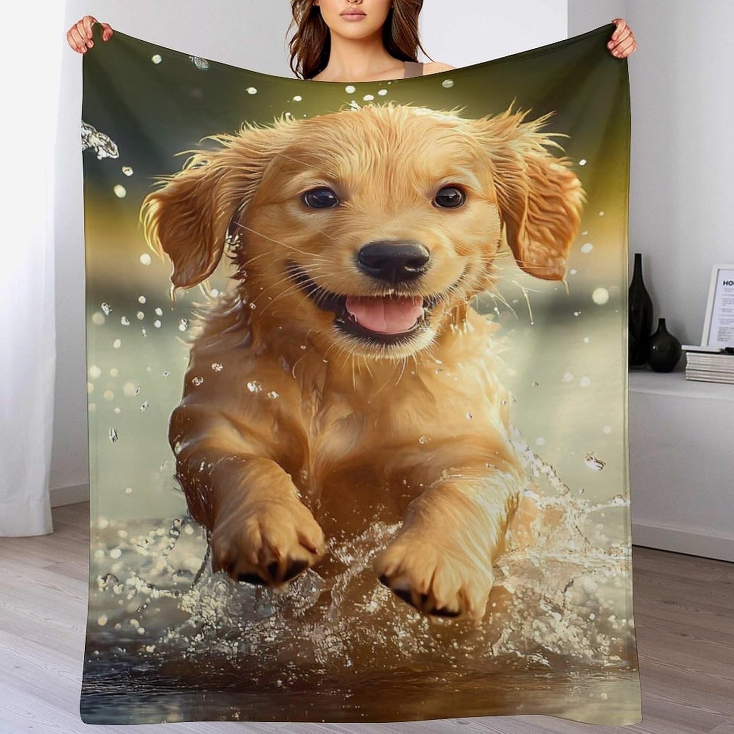 Dog Retriever Animals Throw Blanket for Couch Bed Plush Cozy Fuzzy Flannel Blanket for All Season 40"x60"